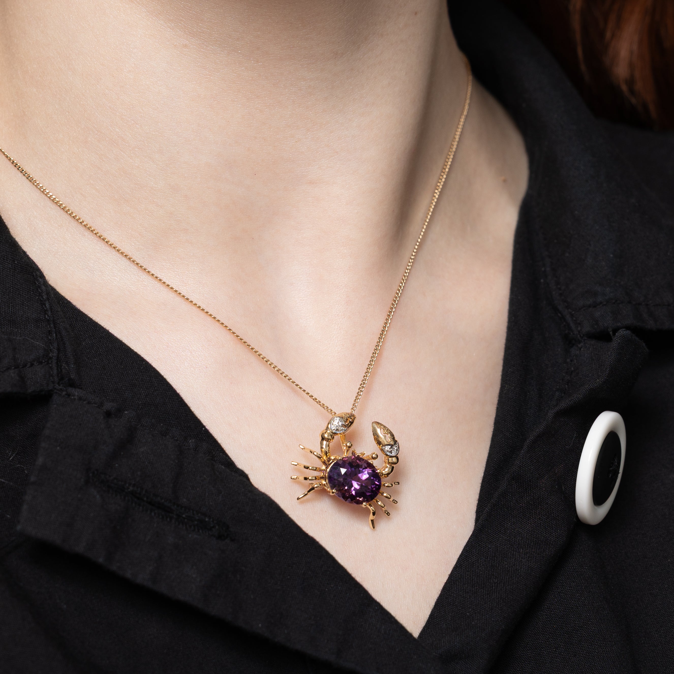 Amethyst & Diamond Crab Convertible Pendant Brooch | 4.80ct, 0.01ctw