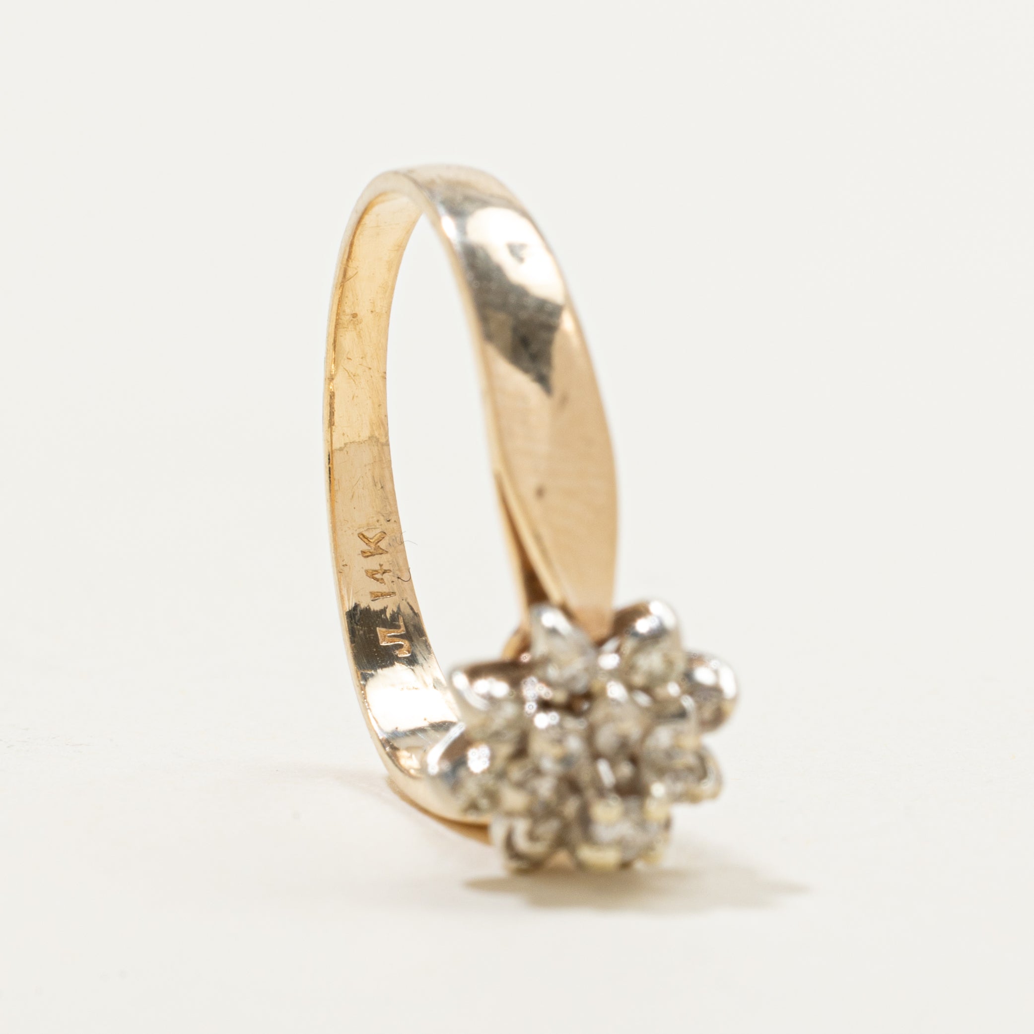 Yellow Gold Diamond Cluster Ring | 0.24ctw | SZ 6.25