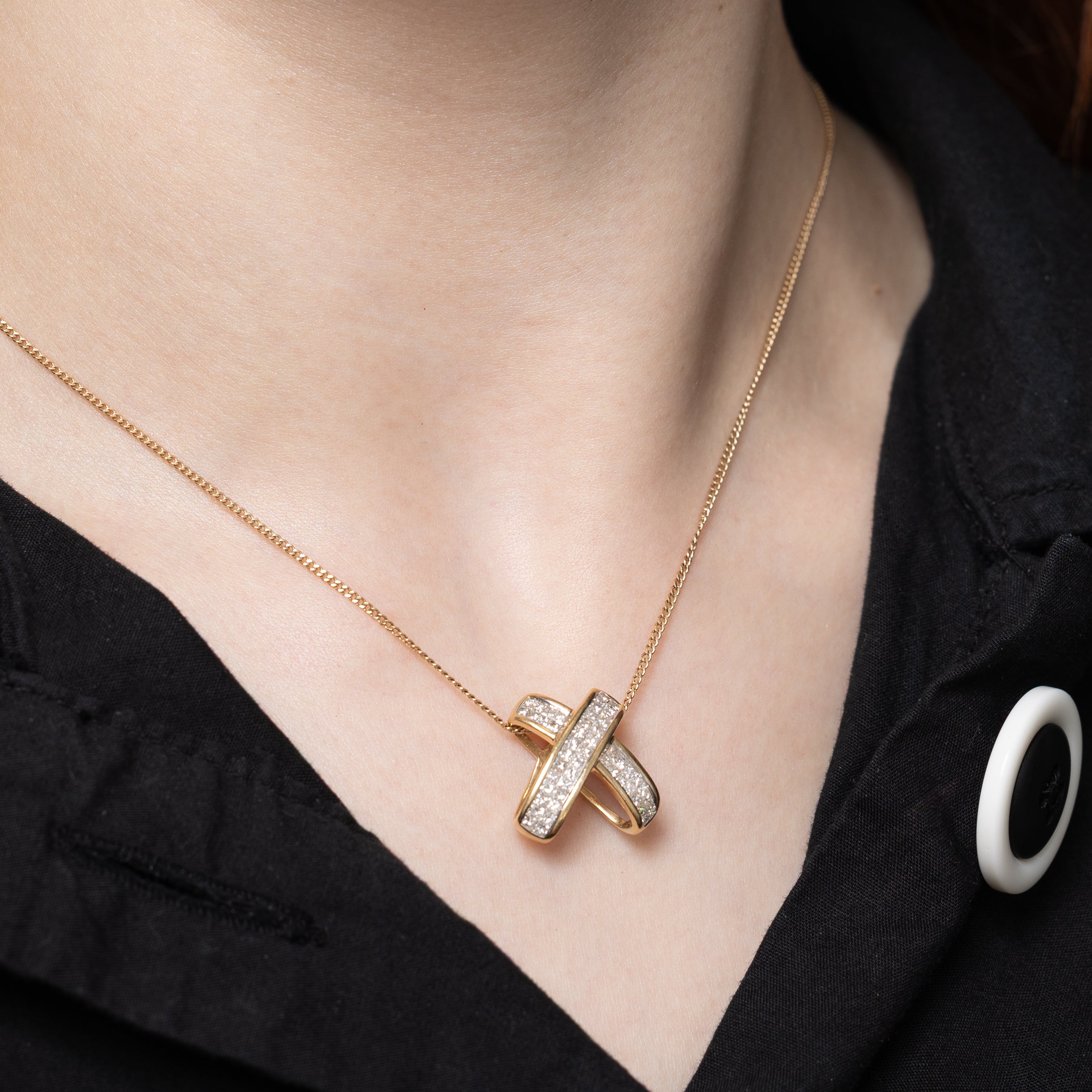Invisible Set Diamond "X" Pendant | 0.75ctw