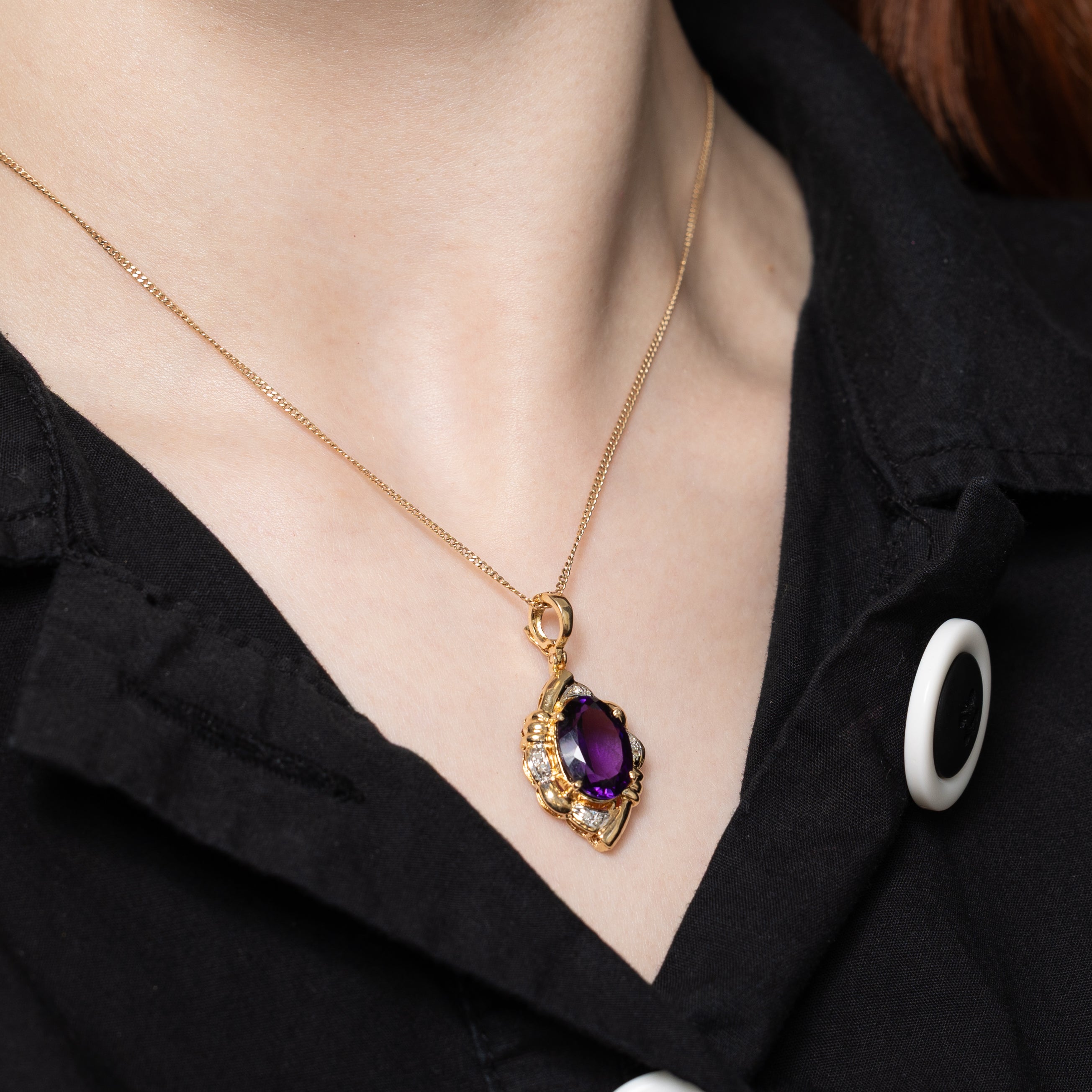 Synthetic Sapphire & Diamond Grooved Pendant | 6.25ct, 0.02ctw