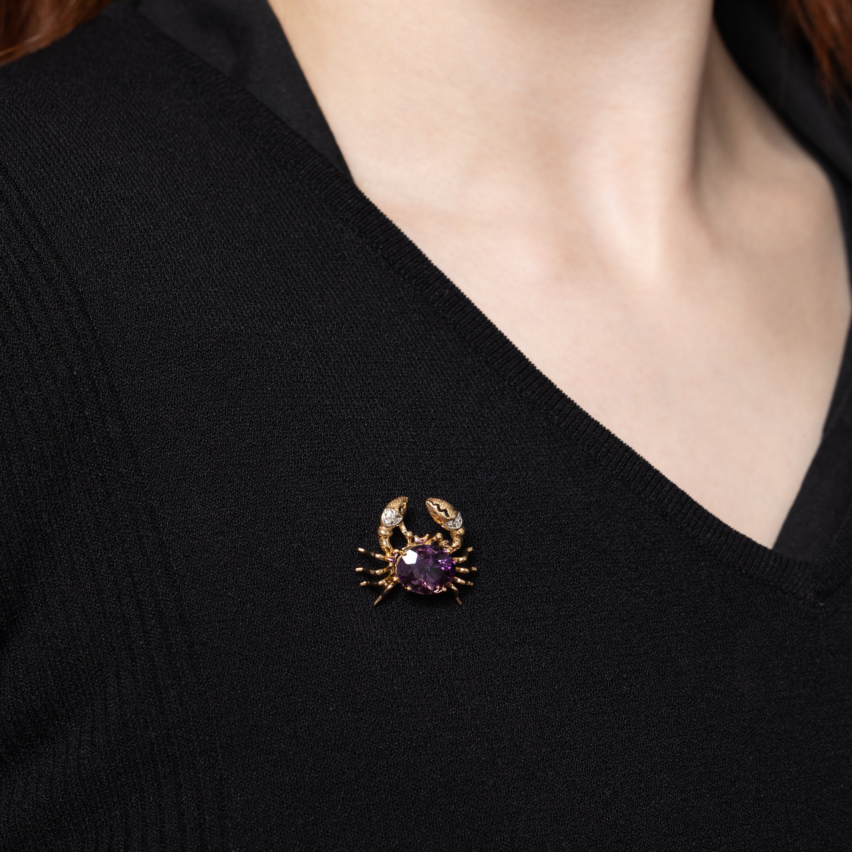 Amethyst & Diamond Crab Convertible Pendant Brooch | 4.80ct, 0.01ctw