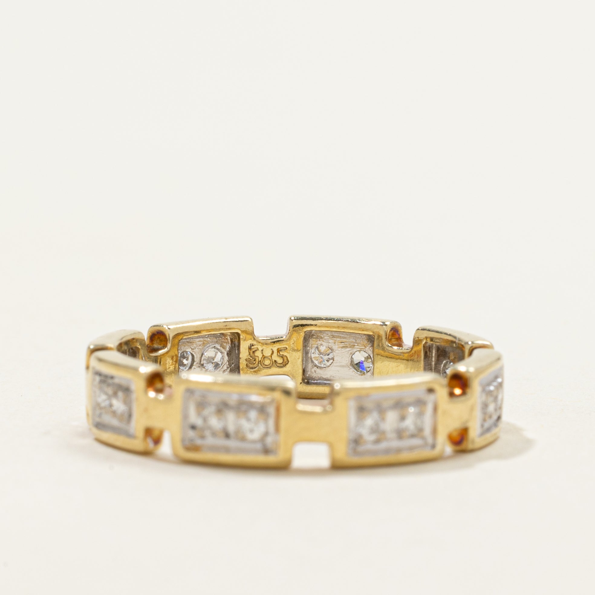 Yellow Gold Diamond Geometric Band | 0.20ctw | SZ 6.75