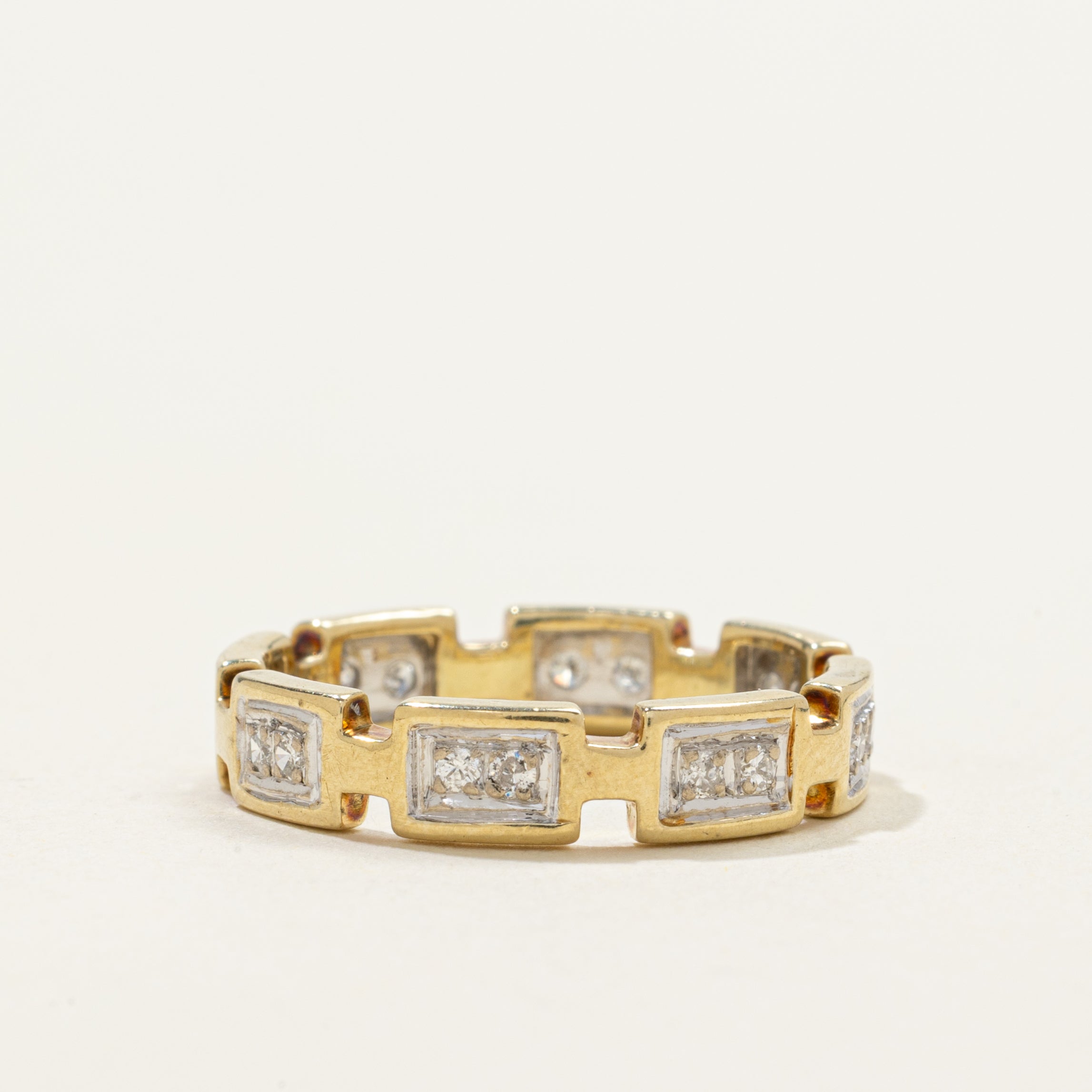 Yellow Gold Diamond Geometric Band | 0.20ctw | SZ 6.75