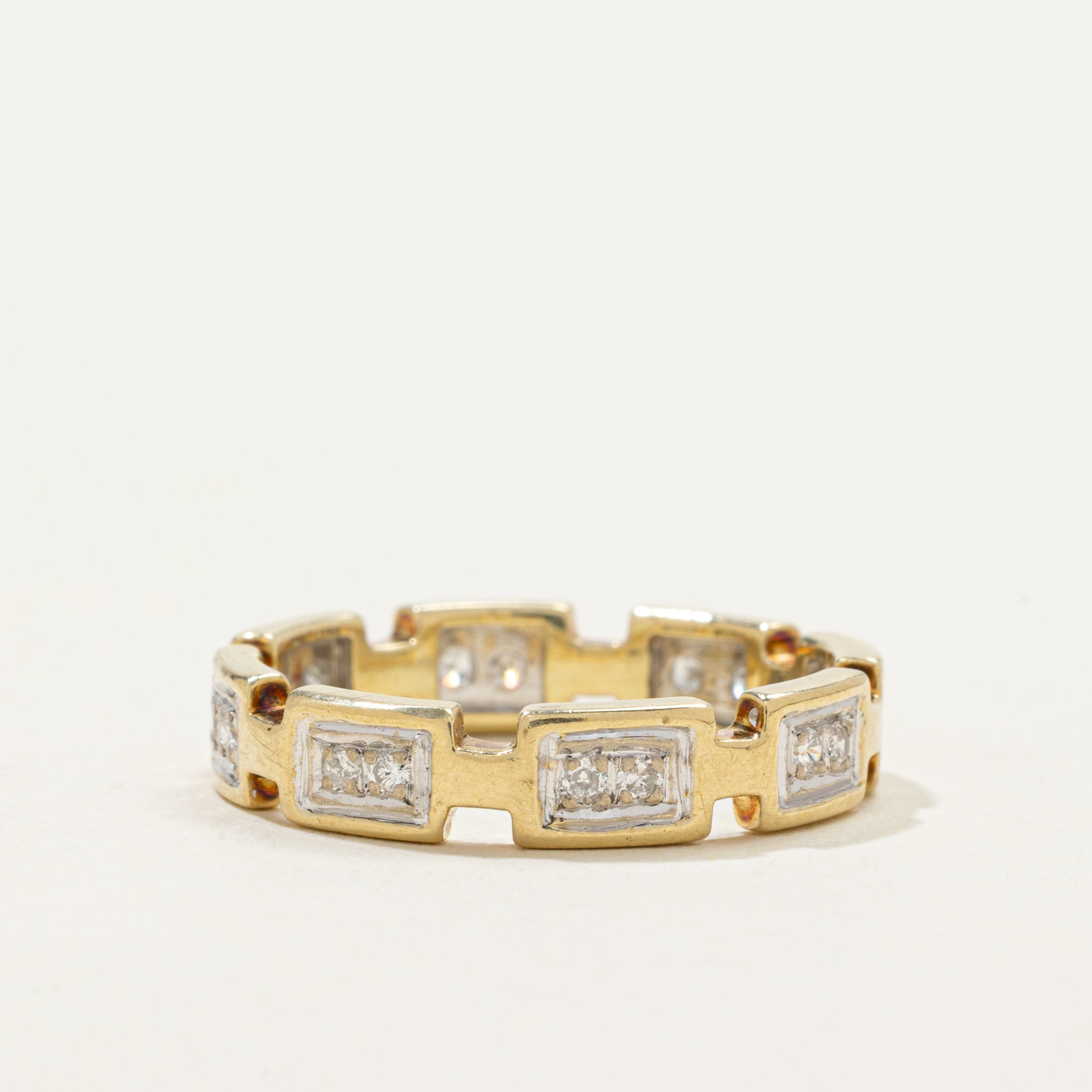 Yellow Gold Diamond Geometric Band | 0.20ctw | SZ 6.75