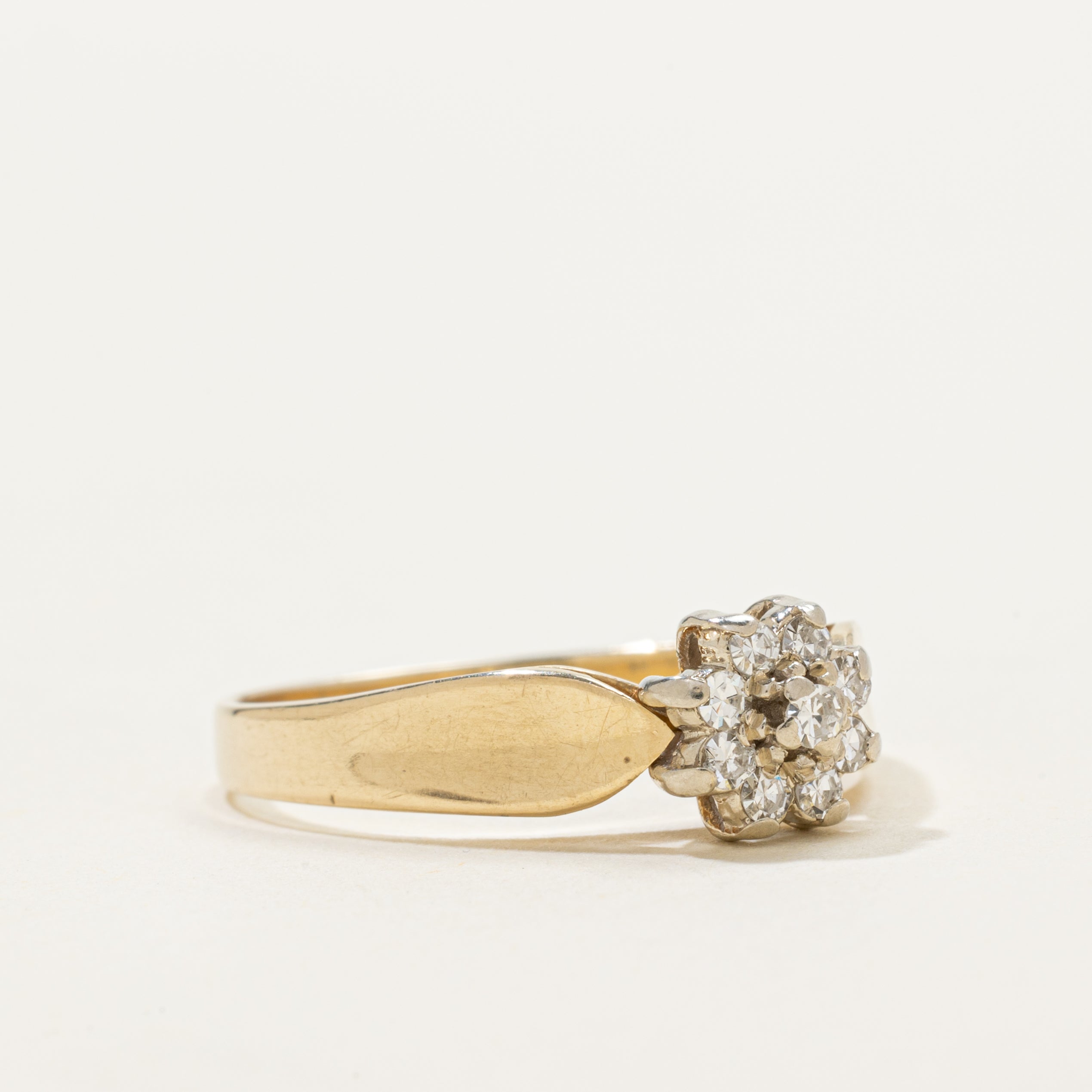 Yellow Gold Diamond Petal Ring | 0.20ctw | SZ 9