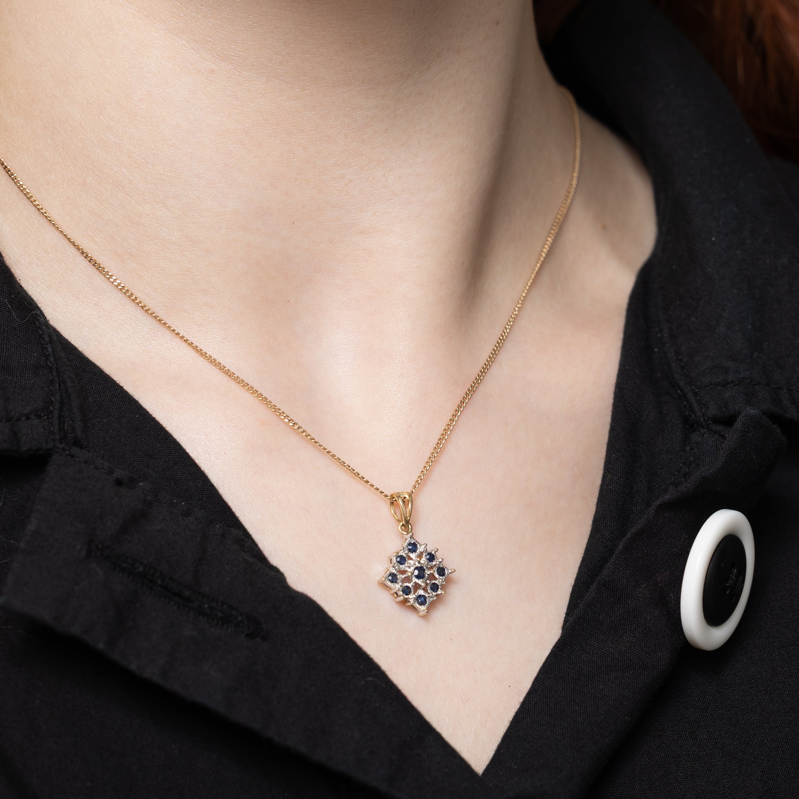 Two-Tone Sapphire Openwork Pendant | 0.18ctw