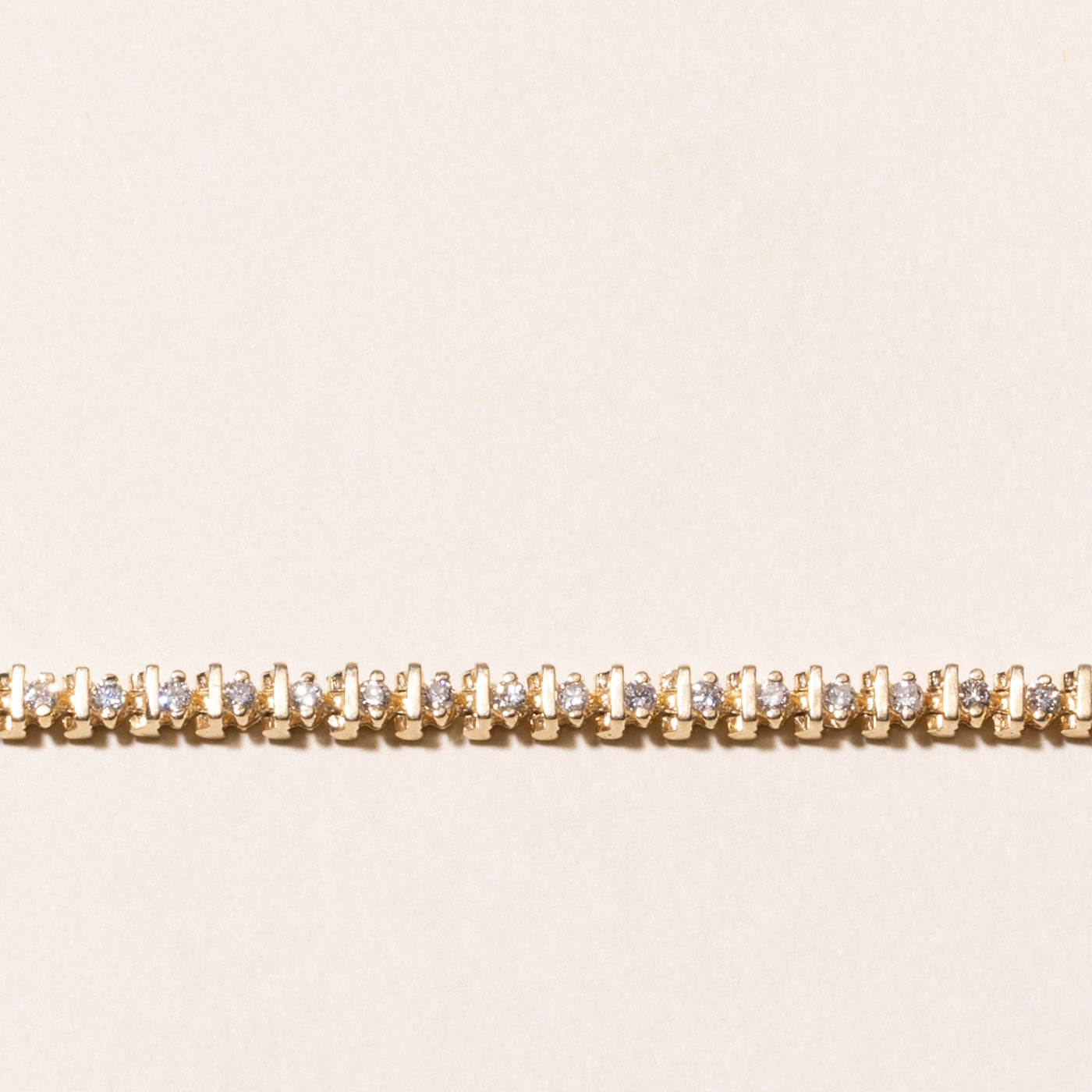 Yellow Gold Diamond Bar Tennis Bracelet | 1.10ctw | 7.75"