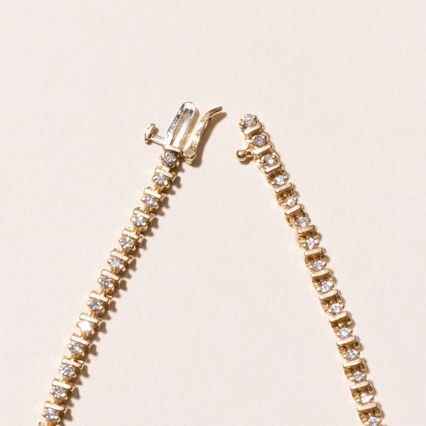 Yellow Gold Diamond Bar Tennis Bracelet | 1.10ctw | 7.75"
