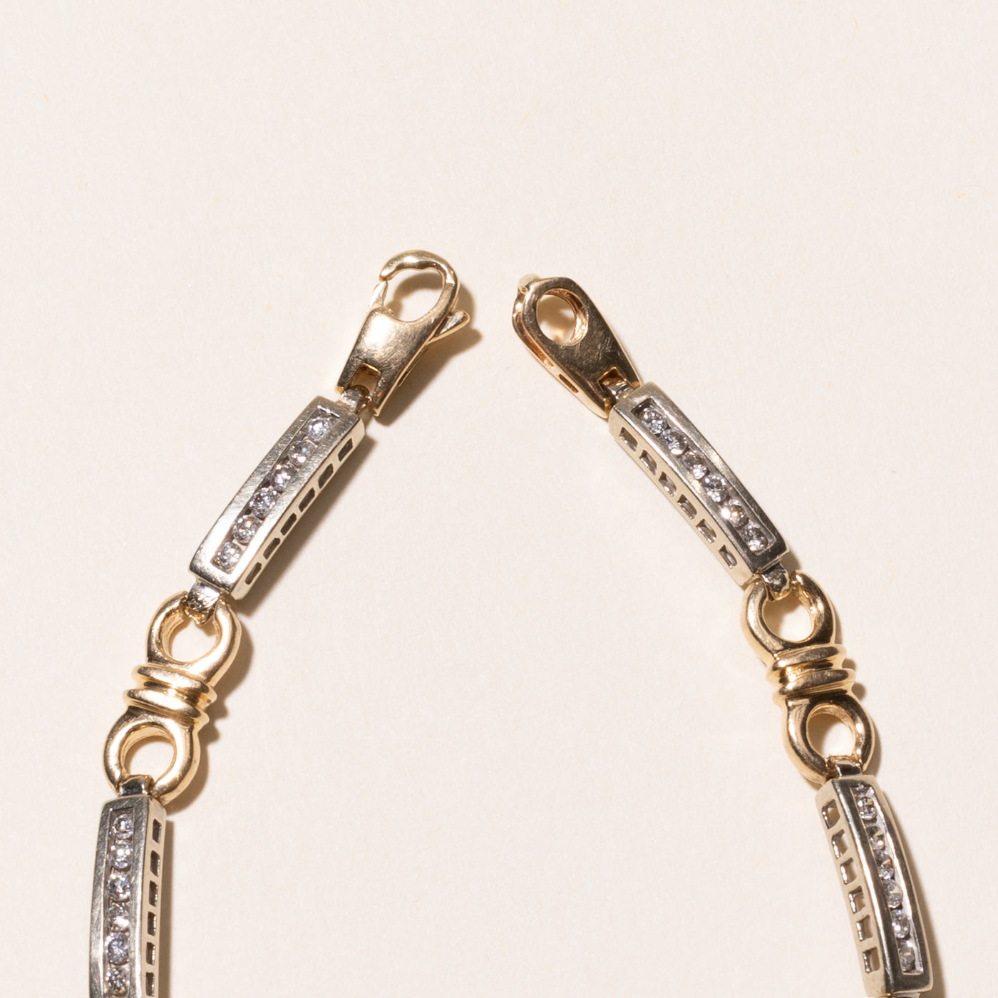 Two Tone Diamond Bar Link Bracelet | 3.00ctw | 7.25"