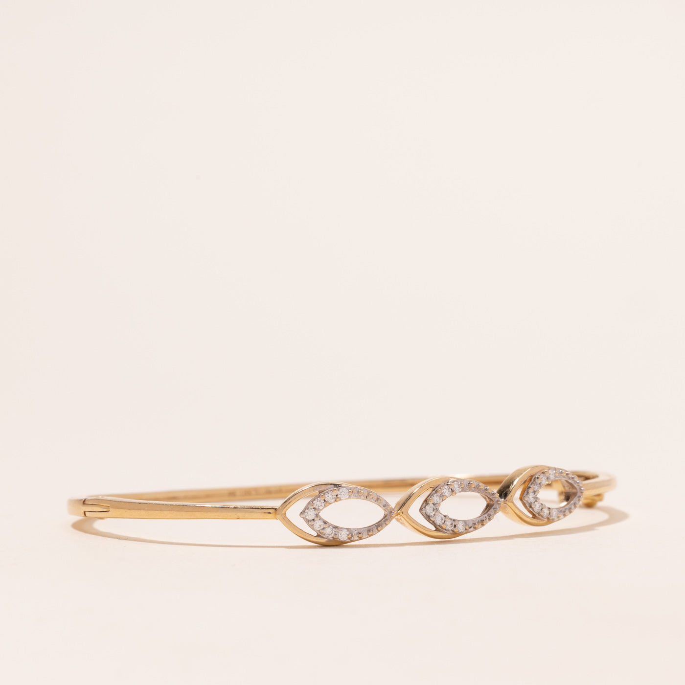 18k Yellow Gold Openwork Diamond Bangle | 0.14ctw | 5.75"