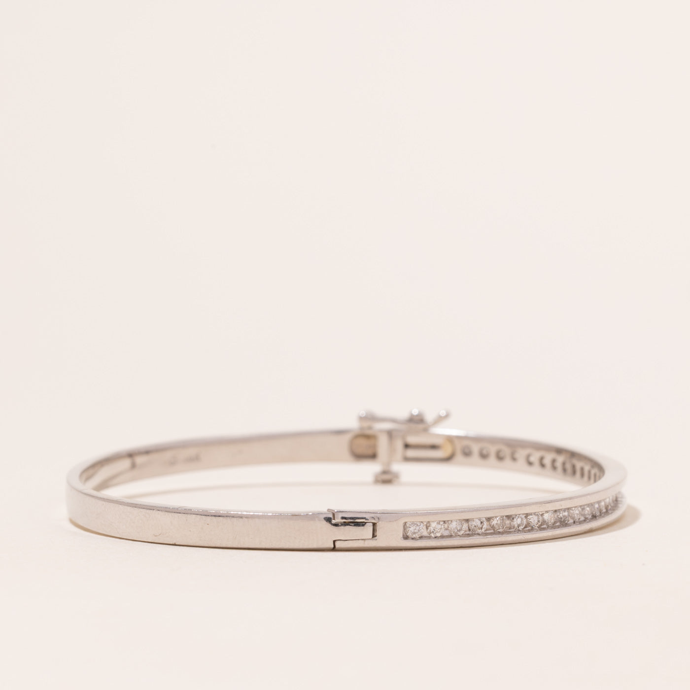 White Gold Semi Eternity Diamond Bangle | 0.66ctw | 7.5"