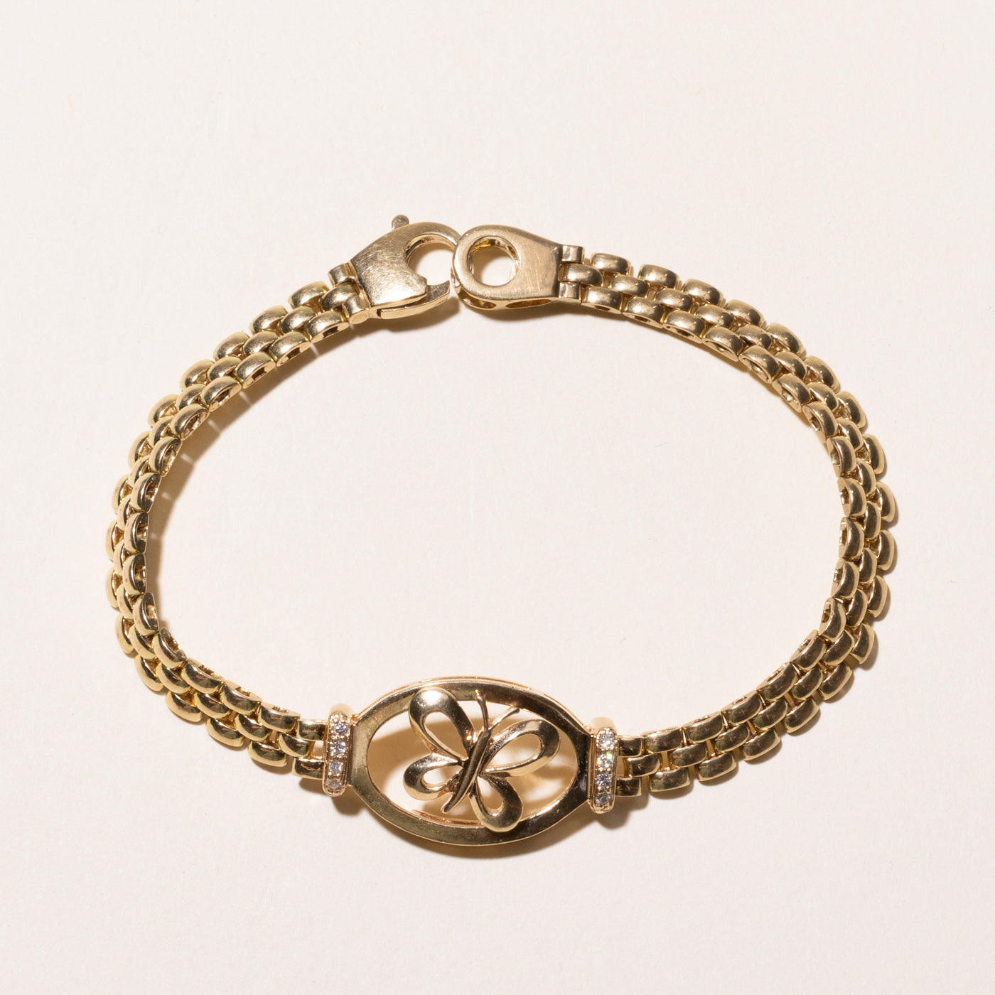 Diamond Panther Link Butterfly Bracelet | 0.08ctw | 7.25"