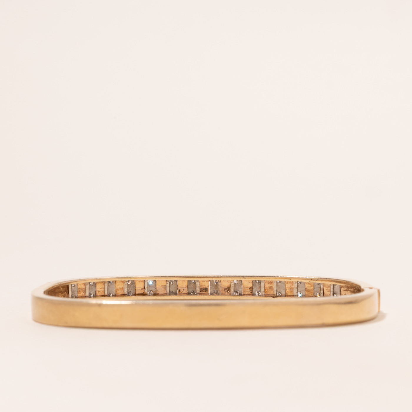 Yellow Gold Diamond Columns Bangle | 0.42ctw | 8"