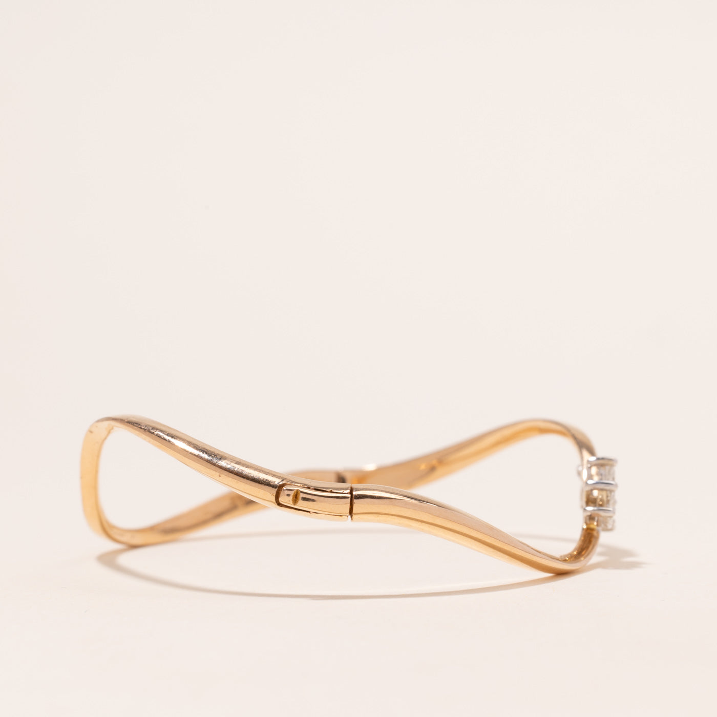 18k Marquise Cut Diamond Wave Bangle | 0.36ctw | 7.75"
