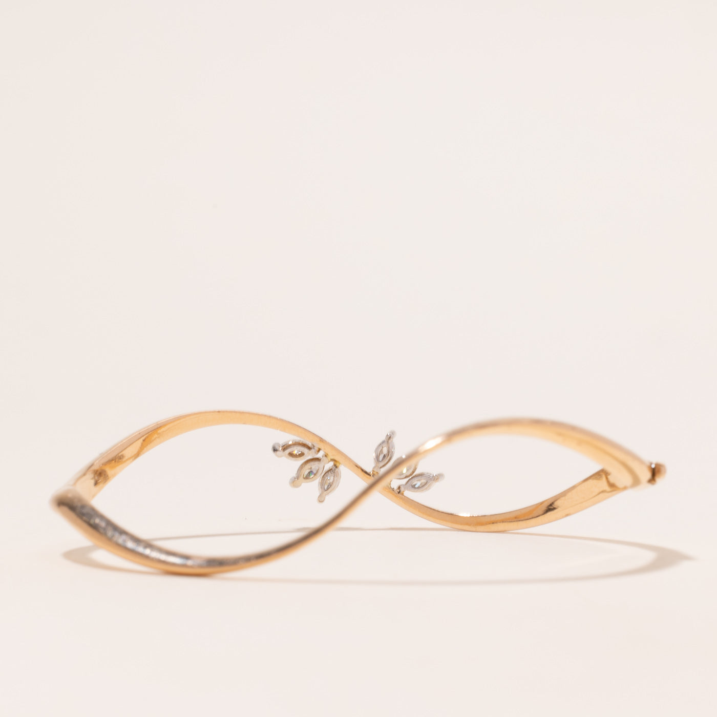 18k Marquise Cut Diamond Wave Bangle | 0.36ctw | 7.75"