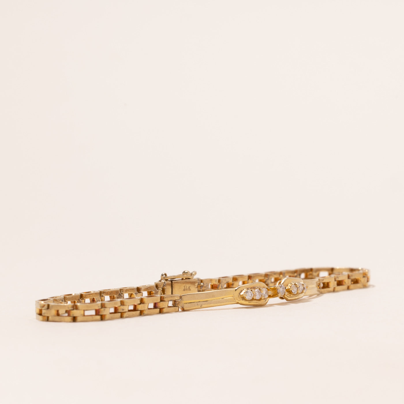Diamond Bar Panther Link Bracelet | 0.15ctw | 7.5"