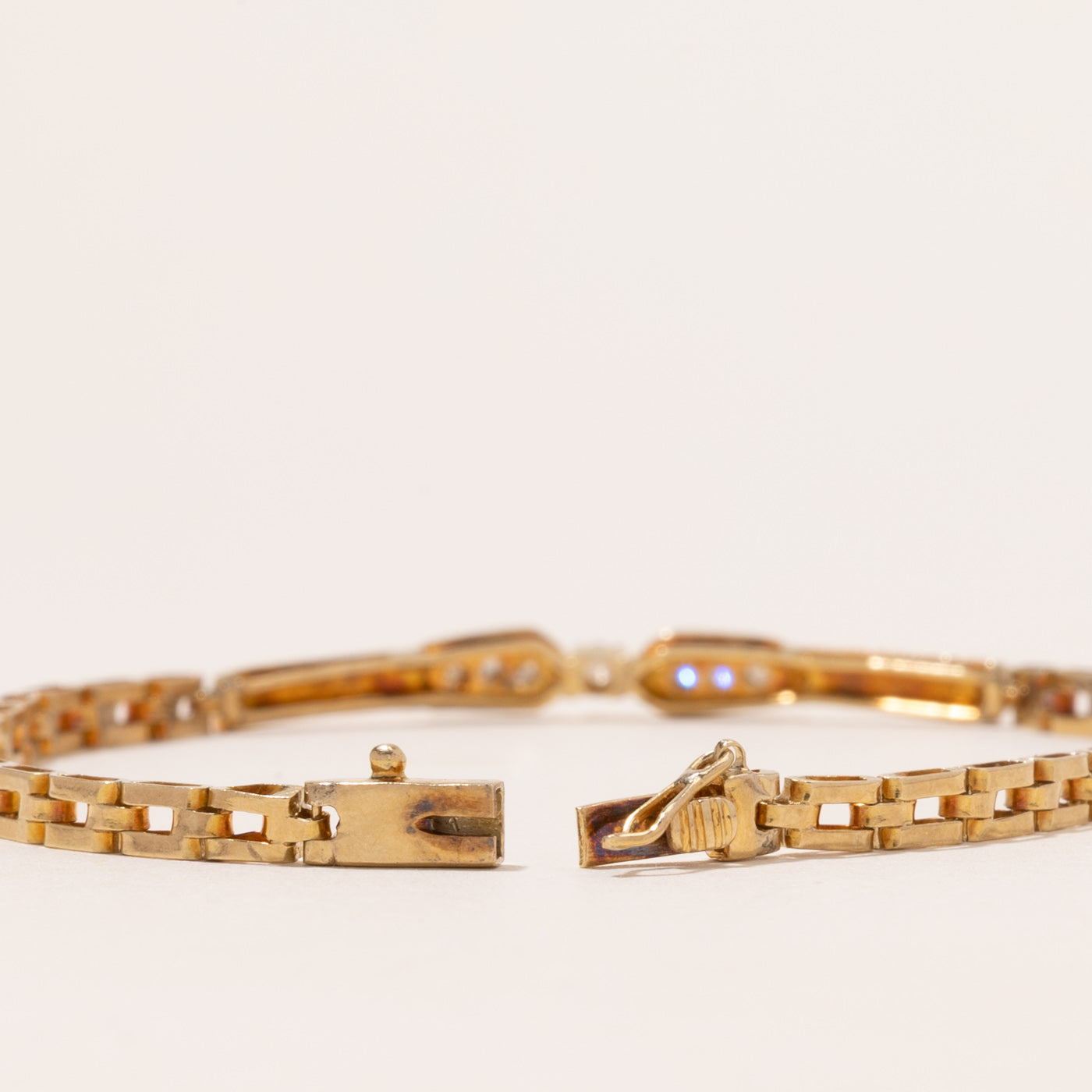 Diamond Bar Panther Link Bracelet | 0.15ctw | 7.5"