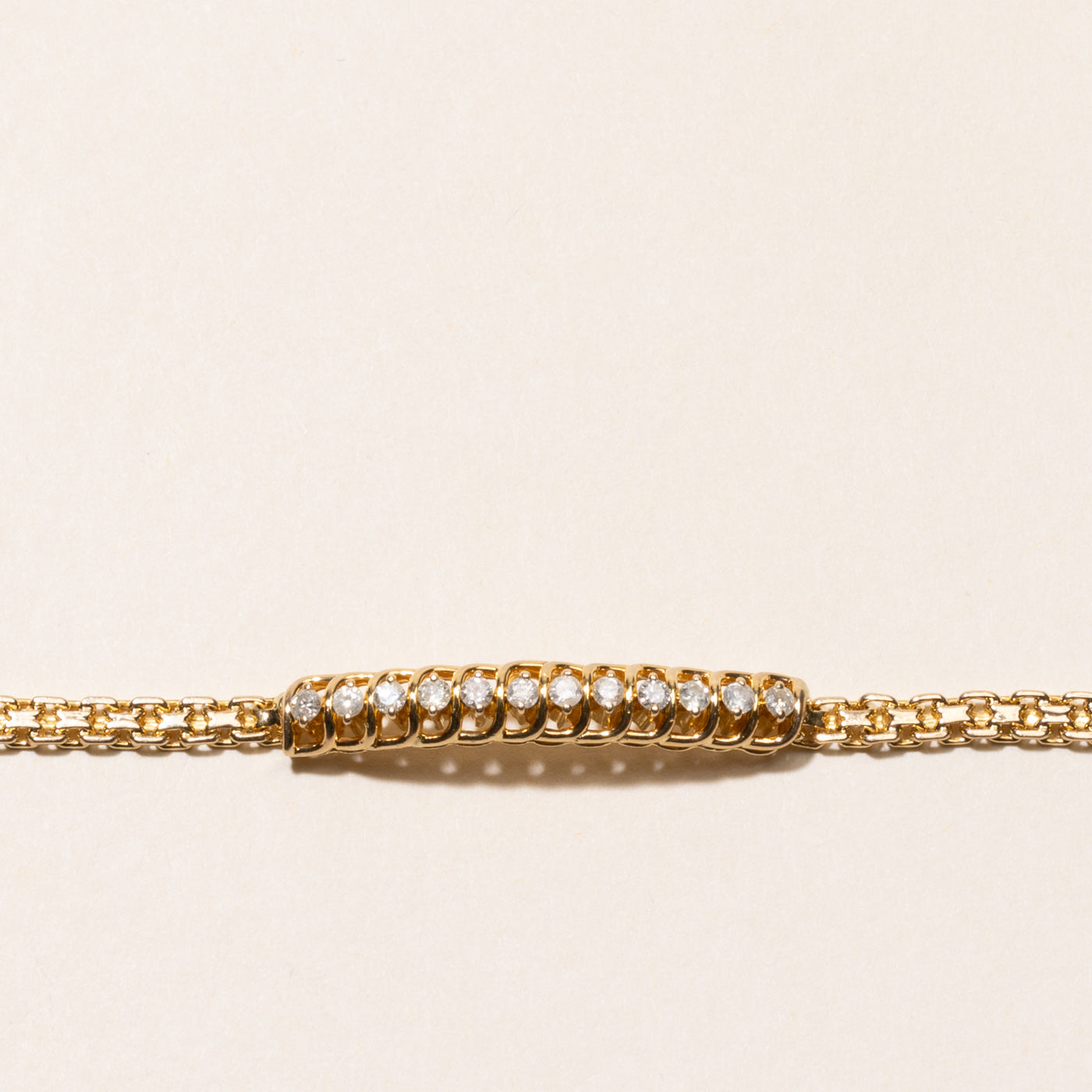 Diamond Bar Bismarck Chain Bracelet | 0.32ctw | 7"