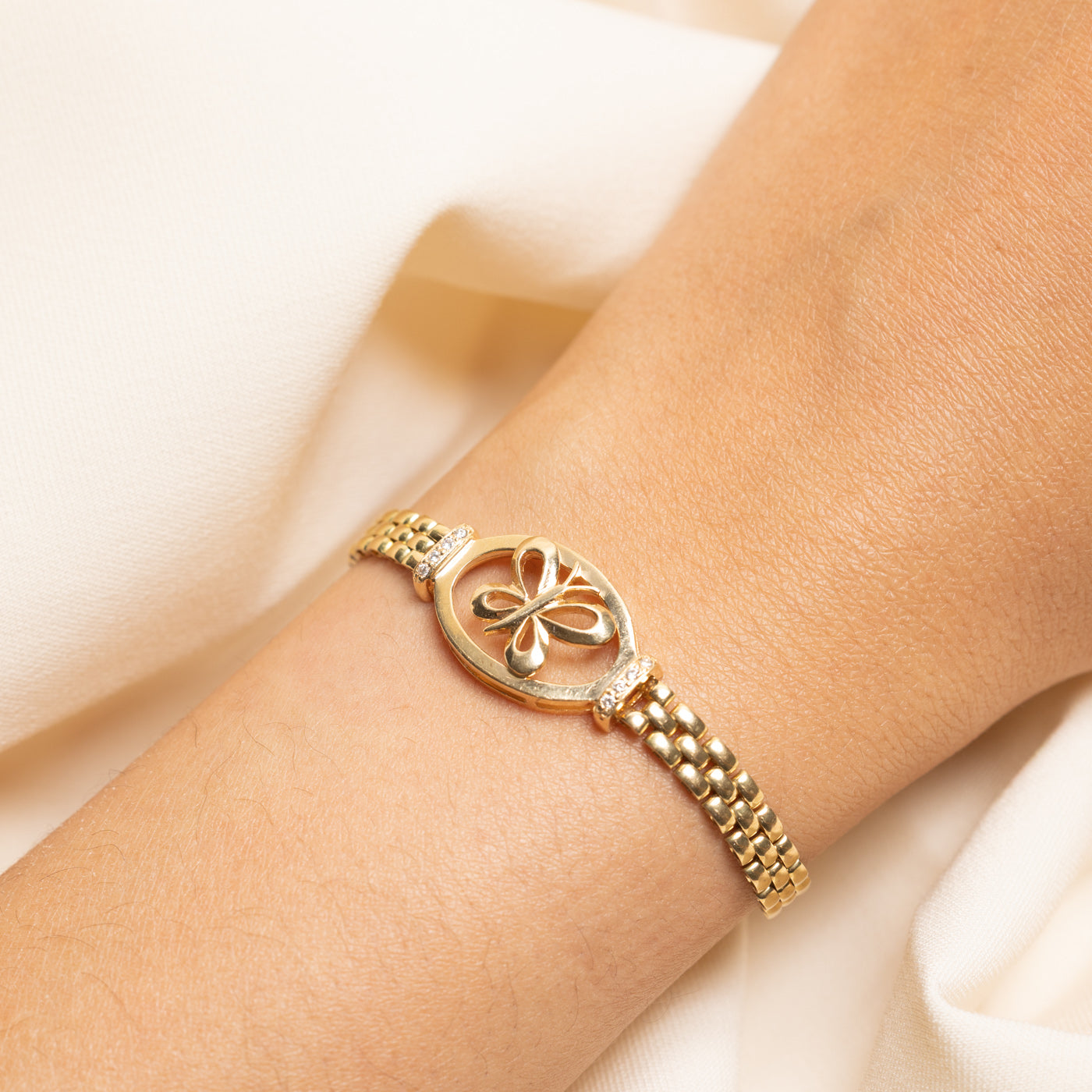 Diamond Panther Link Butterfly Bracelet | 0.08ctw | 7.25"