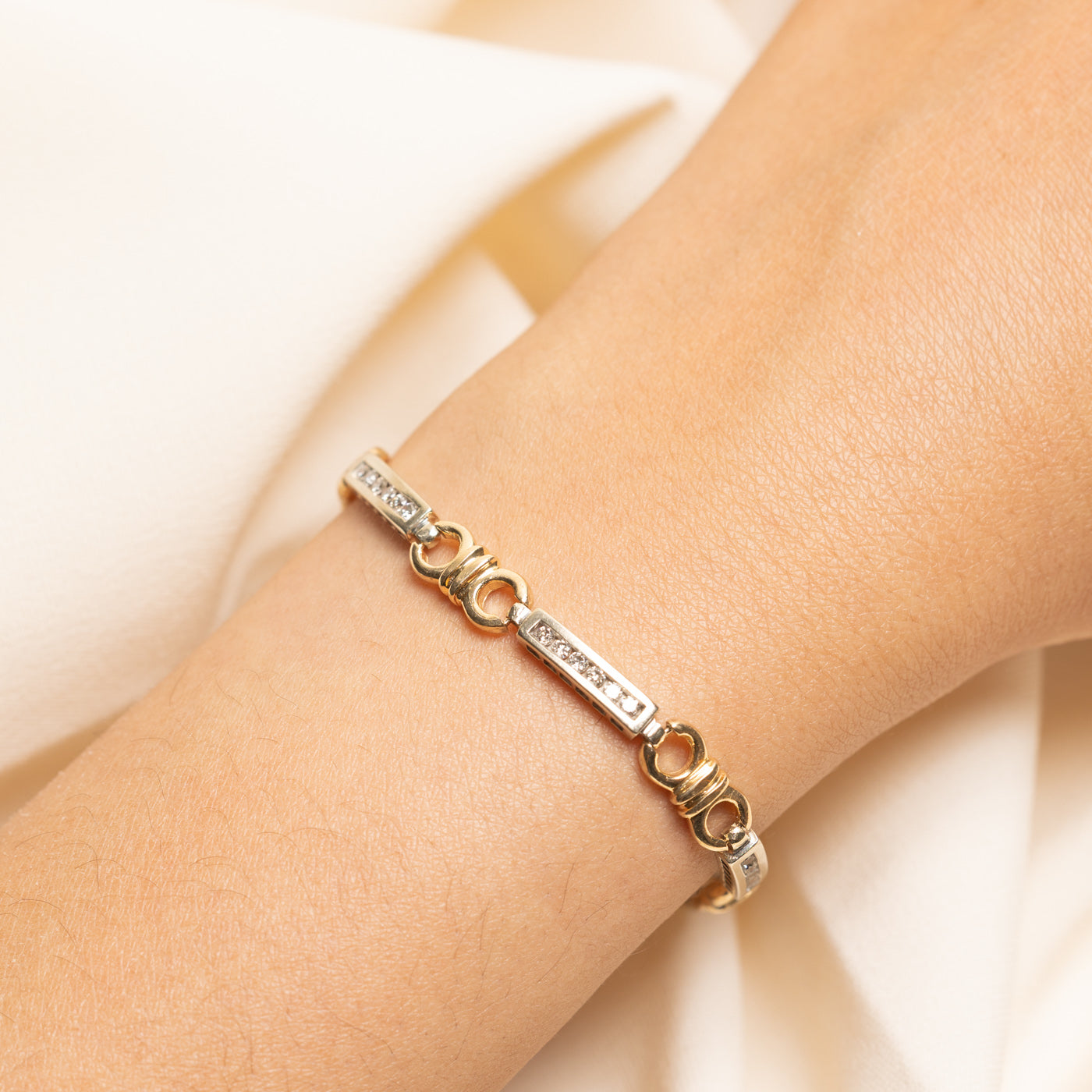 Two Tone Diamond Bar Link Bracelet | 3.00ctw | 7.25"