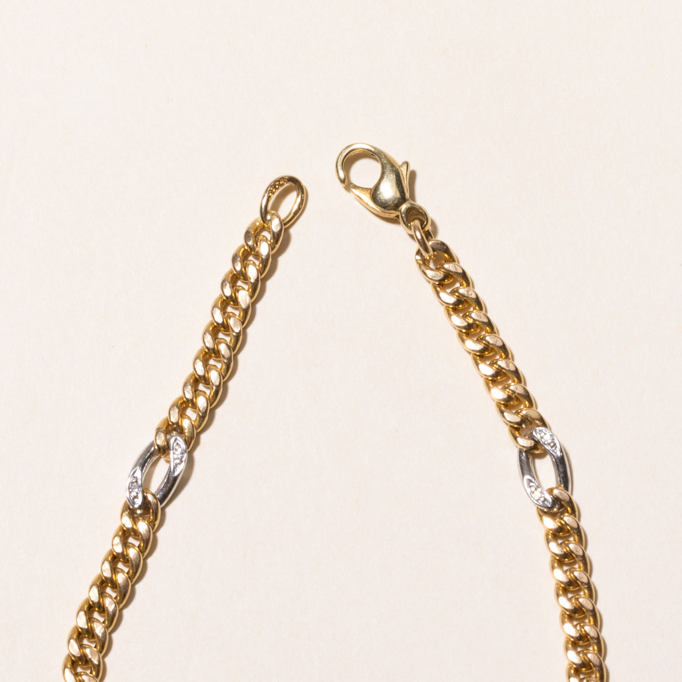 Two Tone Diamond Curb Link Bracelet | 0.06ctw | 7.5"