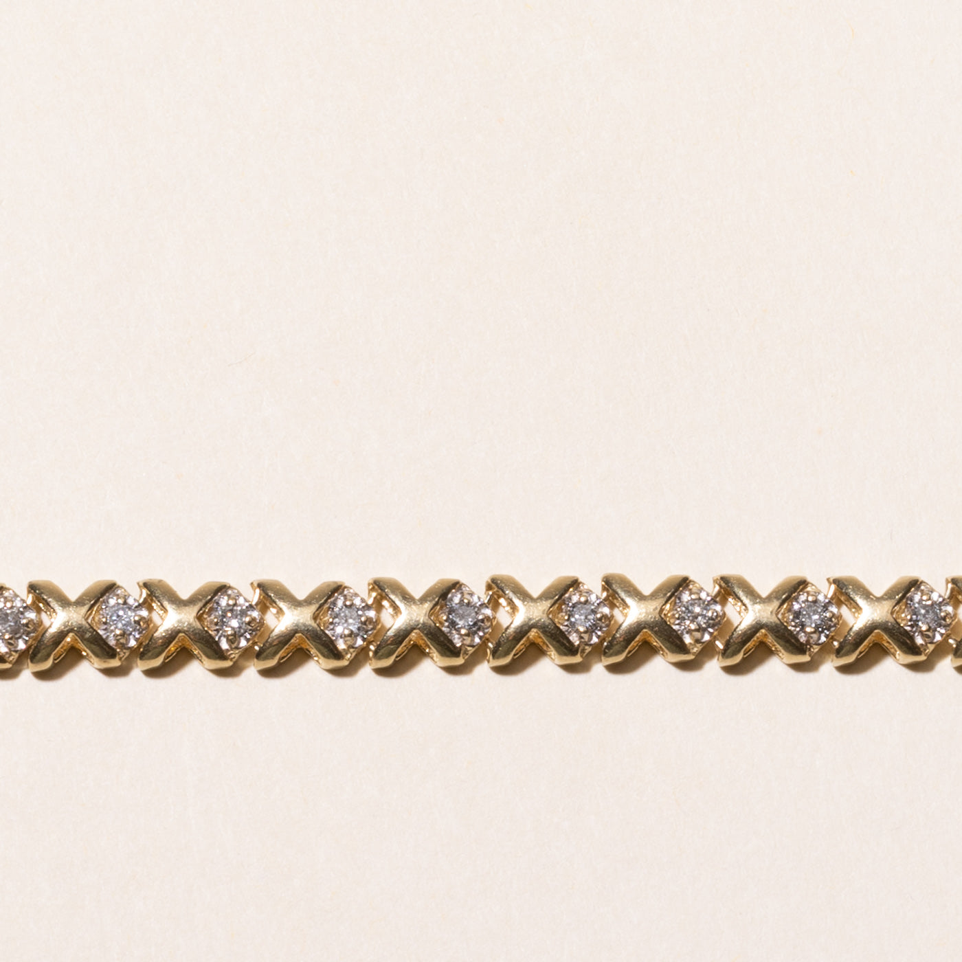 Yellow Gold Diamond X Tennis Bracelet | 0.90ctw | 8"