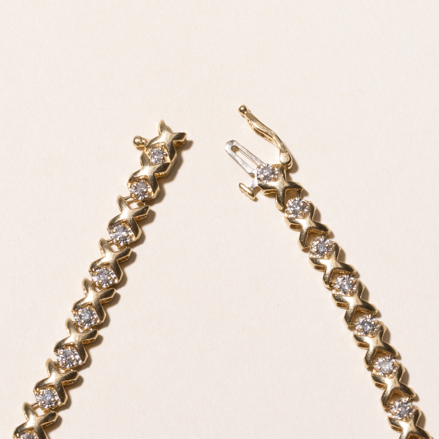 Yellow Gold Diamond X Tennis Bracelet | 0.90ctw | 8"