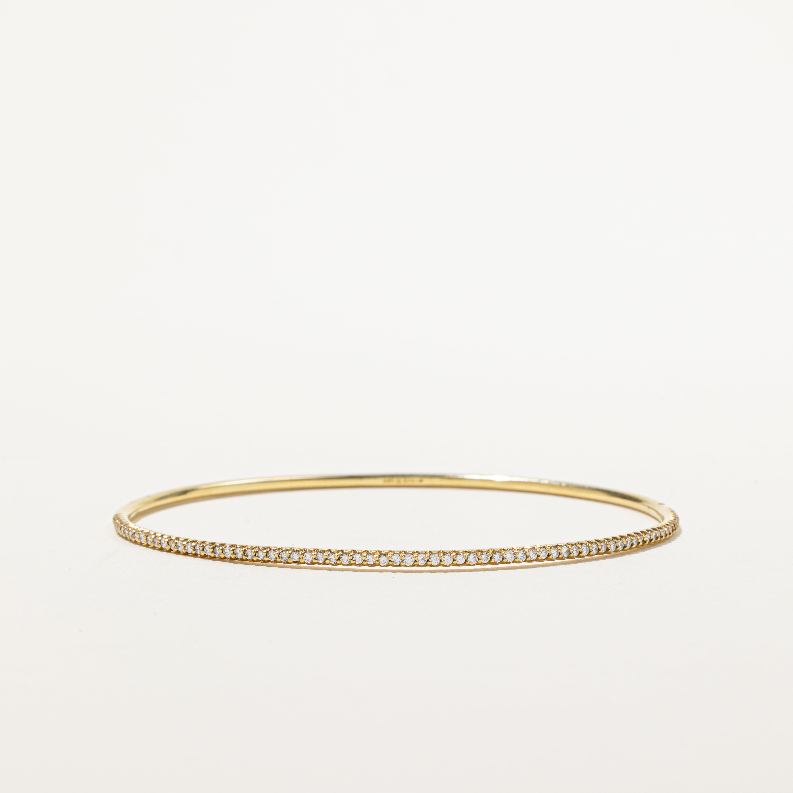 18k Yellow Gold Semi Eternity Diamond Bangle | 0.75ctw | 6"