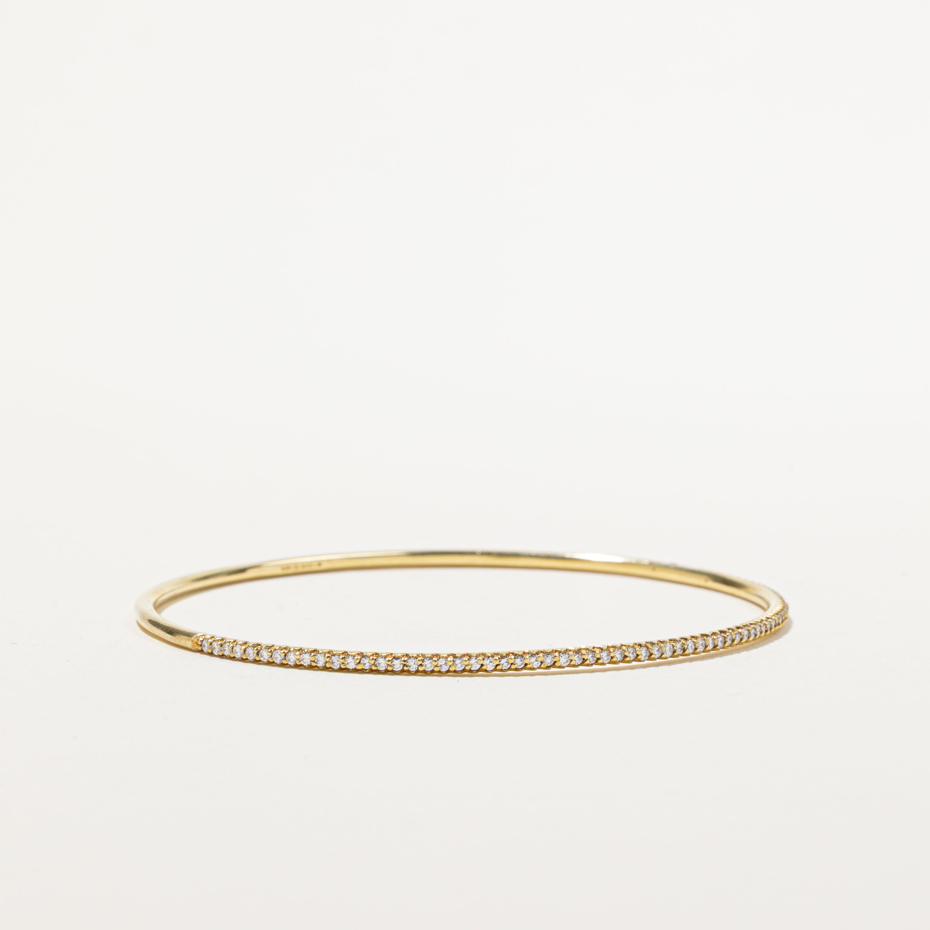 18k Yellow Gold Semi Eternity Diamond Bangle | 0.75ctw | 6"
