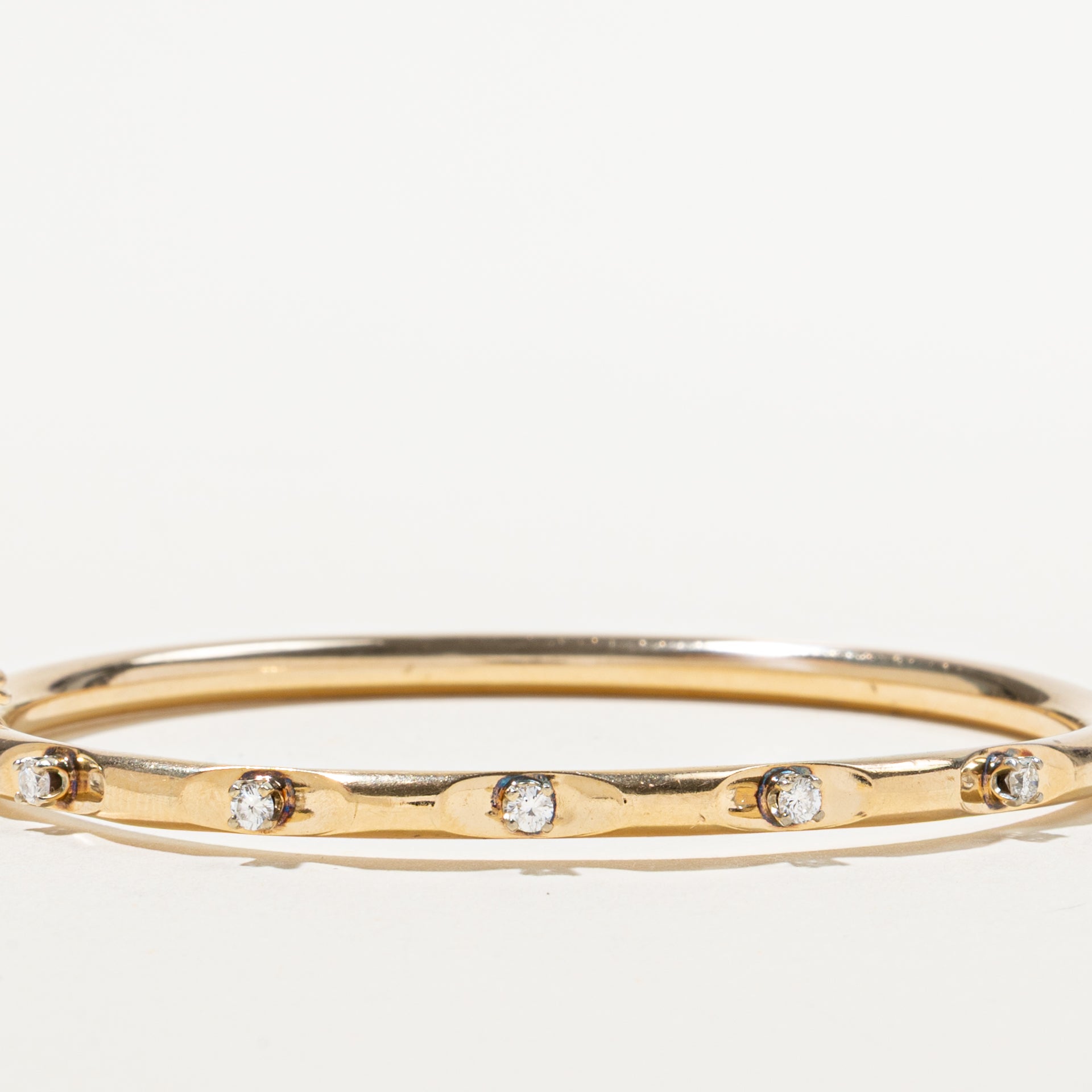 Yellow Gold Five Stone Diamond Cuff Bracelet | 0.22ctw | 6"