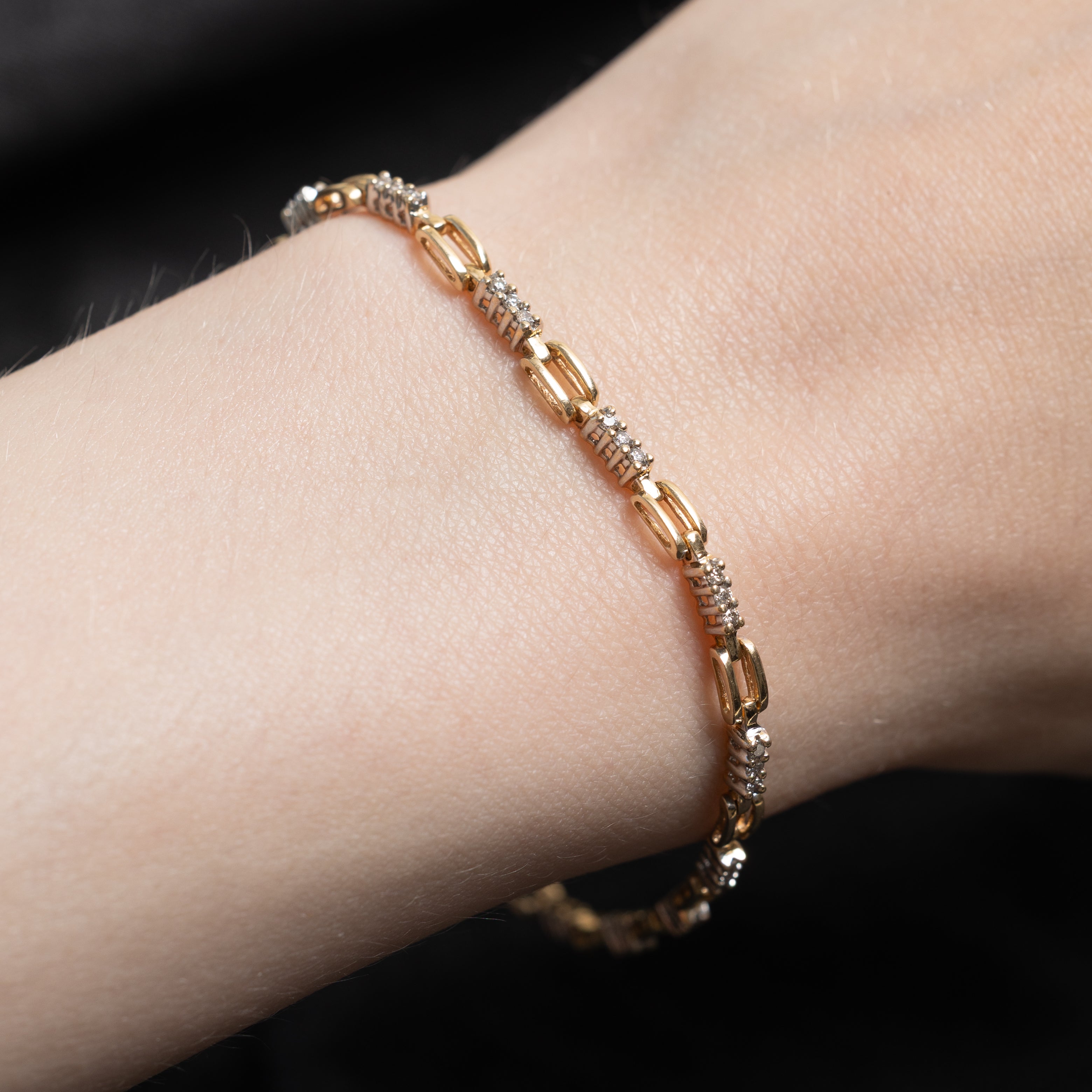 Diamond Rectangle Link Tennis Bracelet | 0.50ctw | 7.5"