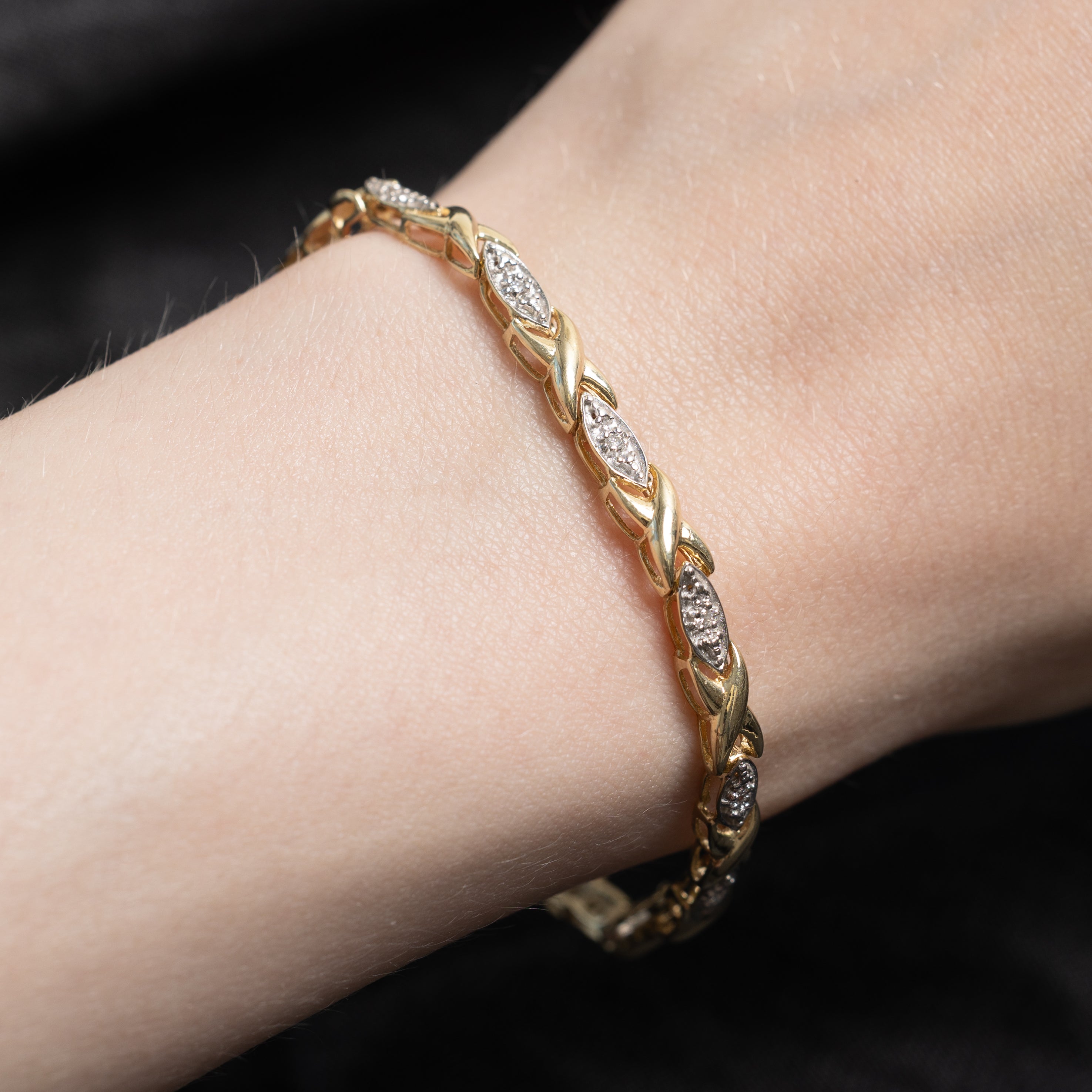Yellow Gold Diamond X Tennis Bracelet | 0.14ct | 7"