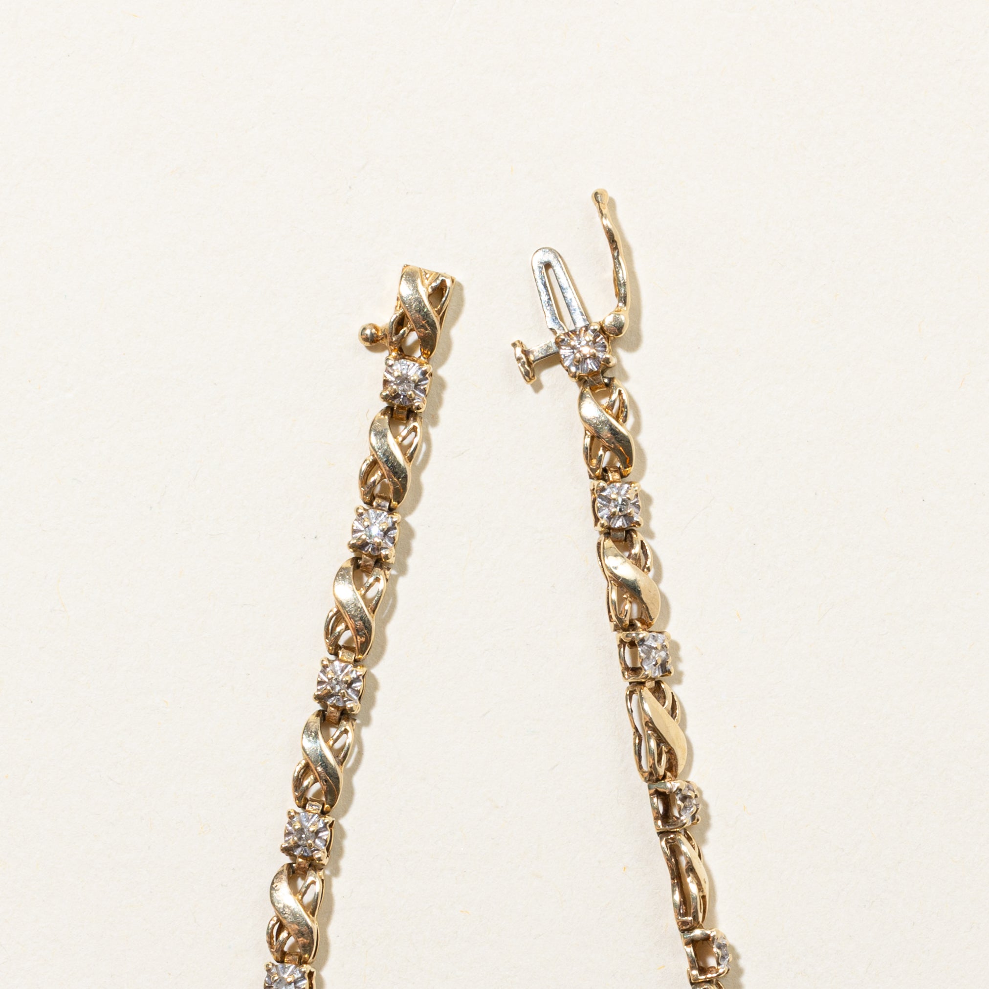 Yellow Gold Diamond Infinity Link Tennis Bracelet | 0.24ctw | 7"