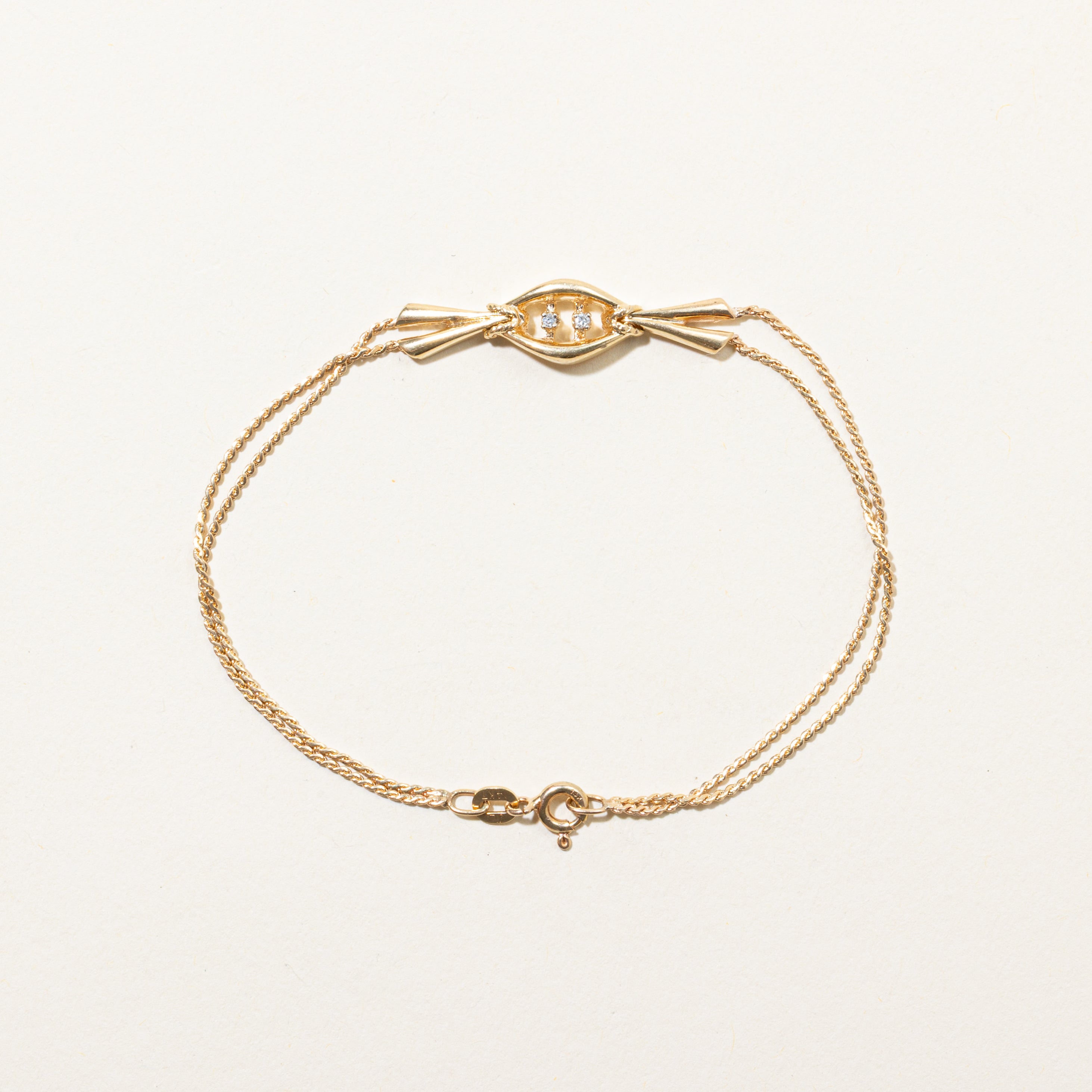 Yellow Gold Diamond Chain Bracelet | 0.02ctw | 7"