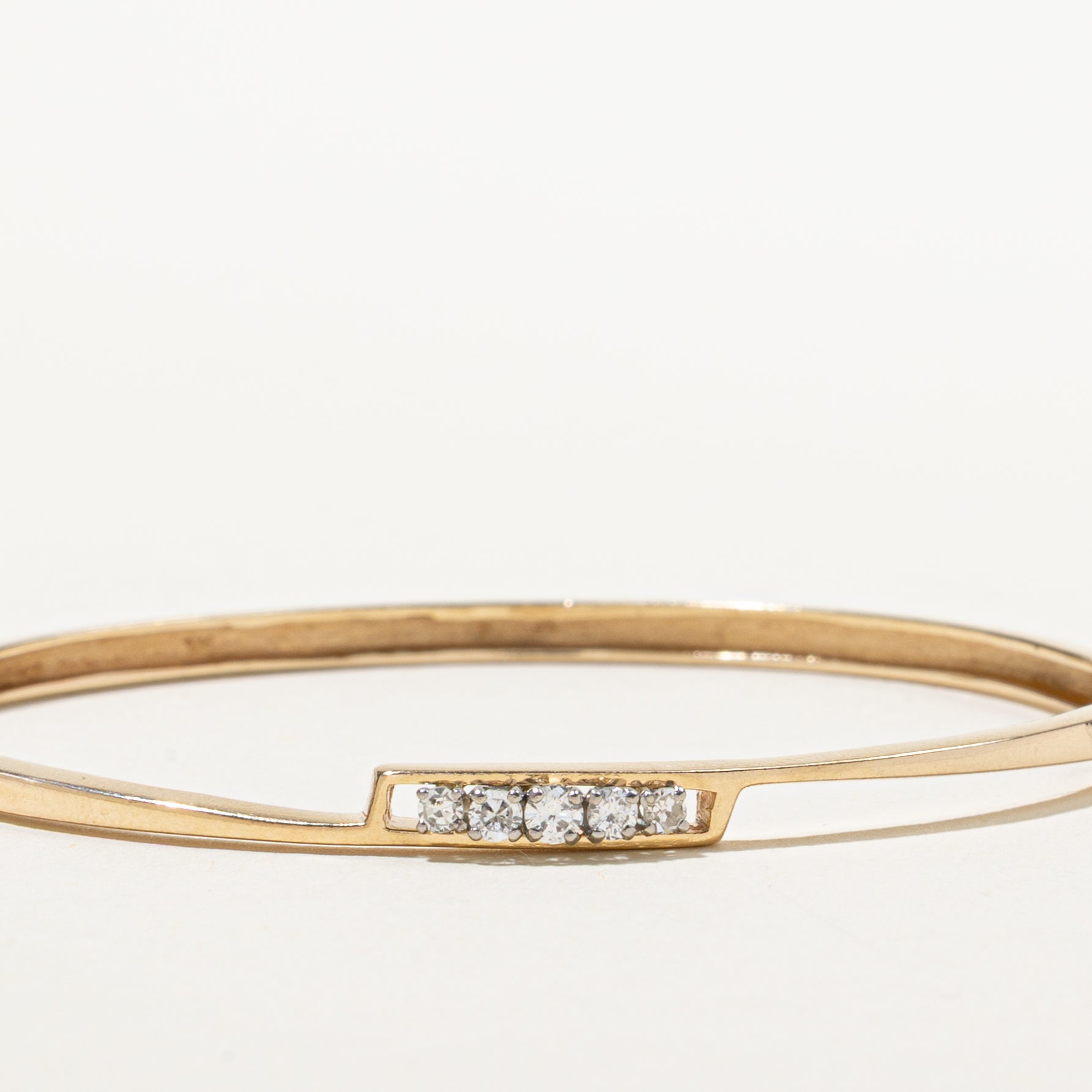 Yellow Gold Diamond Bypass Bangle | 0.22ctw | 6"
