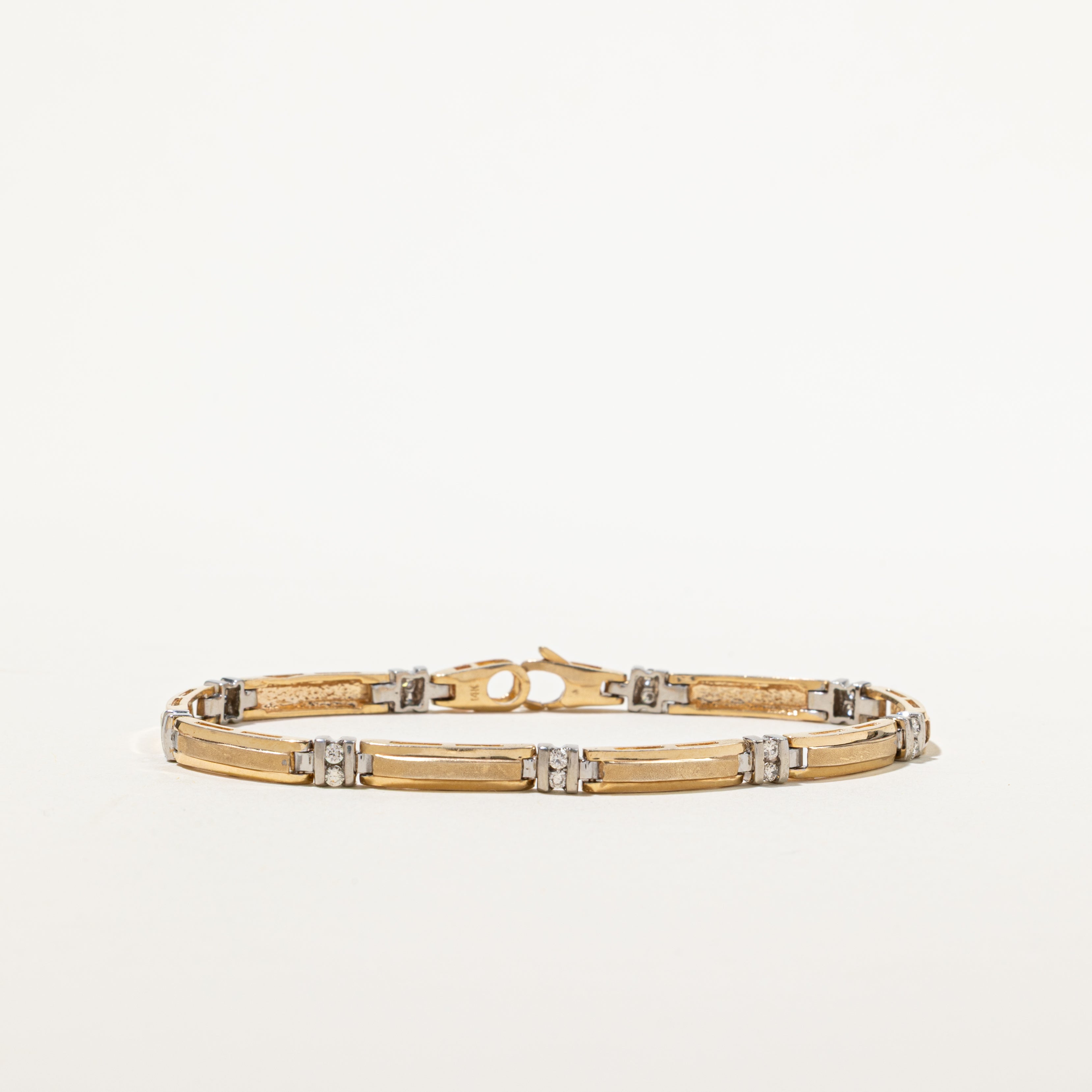 Yellow Gold Diamond Bar Link Bracelet | 0.40ctw | 7.5"