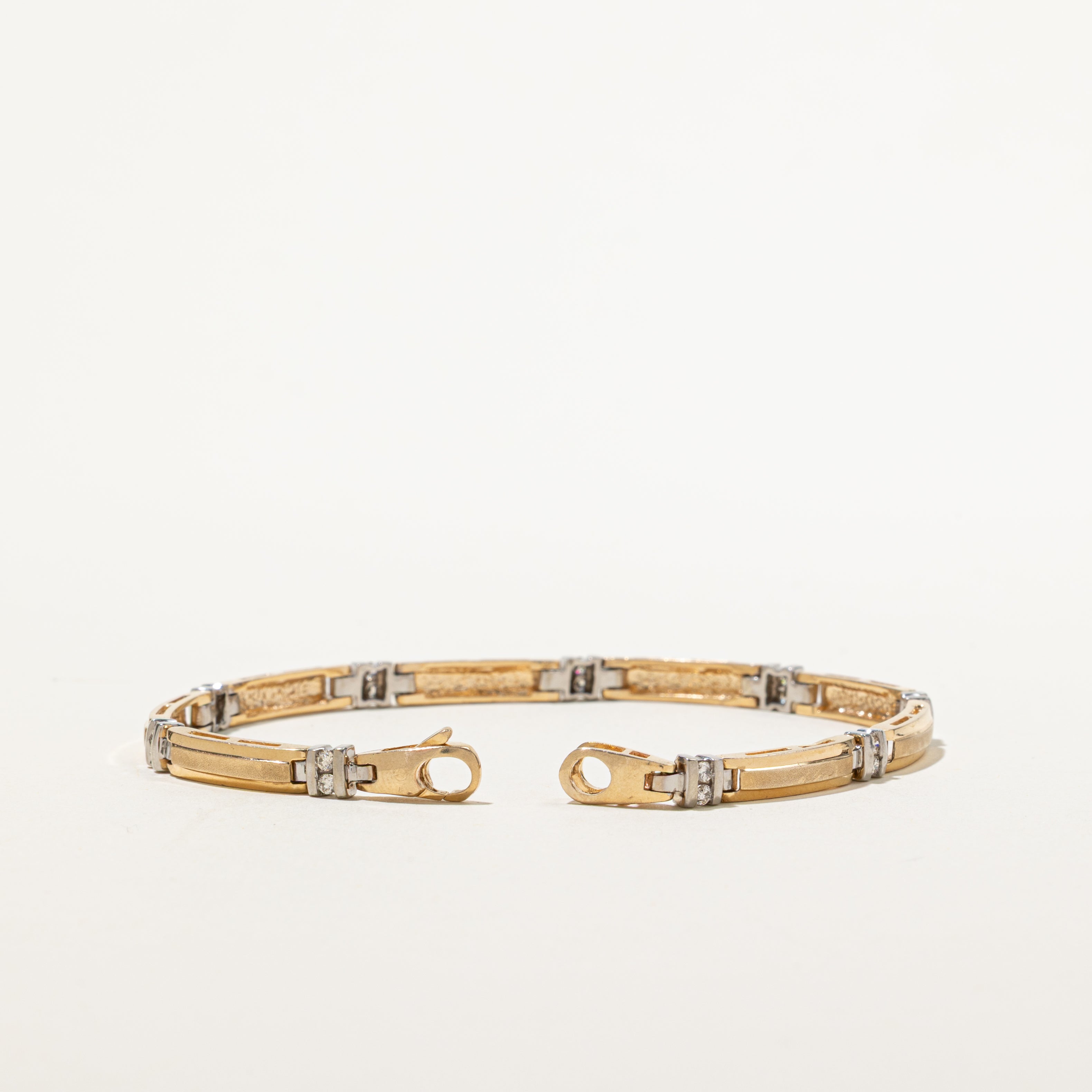 Yellow Gold Diamond Bar Link Bracelet | 0.40ctw | 7.5"