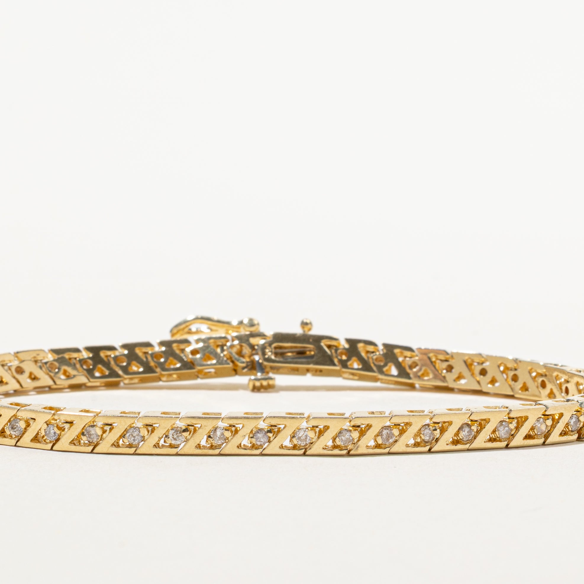 Yellow Gold Diamond Zigzag Tennis Bracelet | 0.84ctw | 7.25"