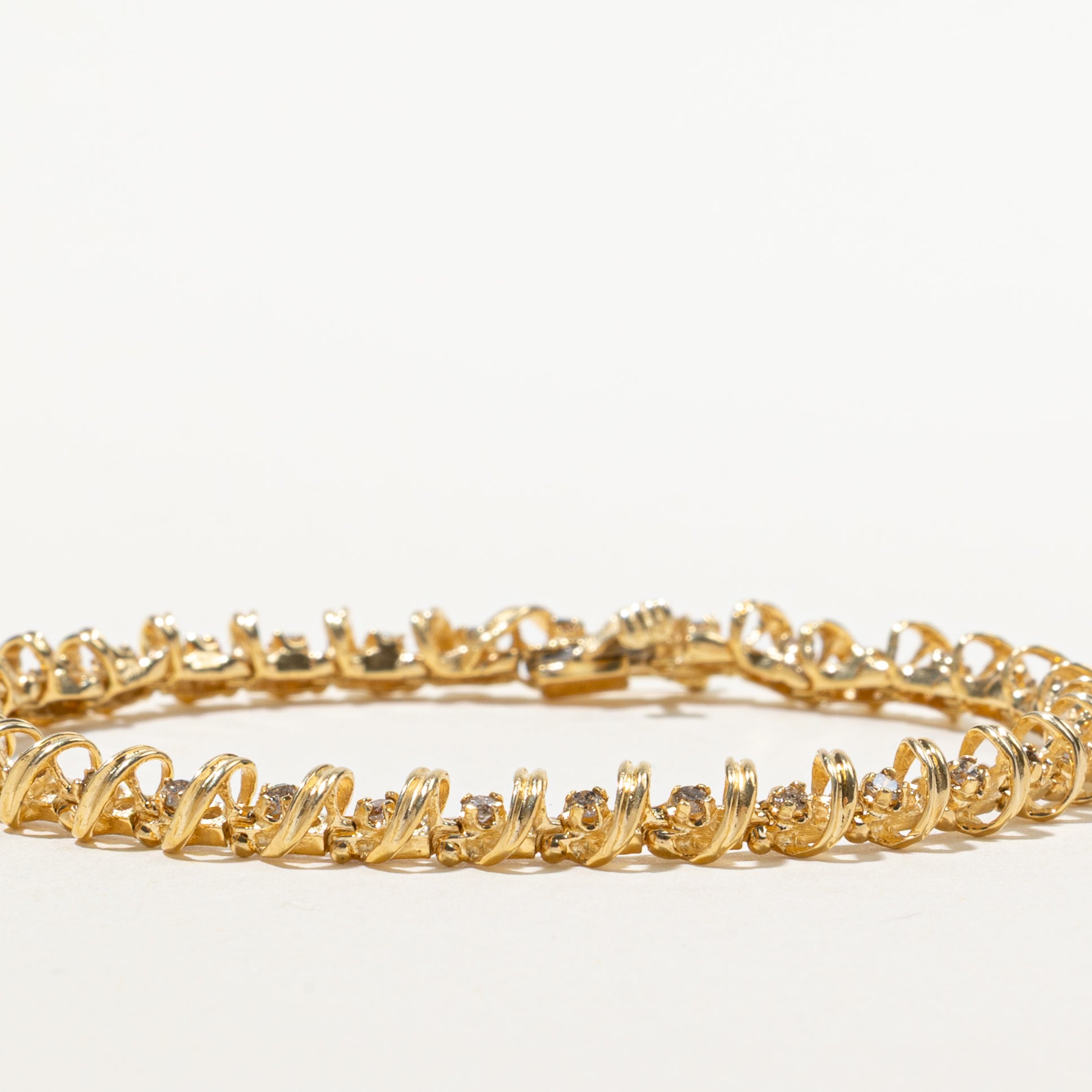18k Brown Diamond Twisted Tennis Bracelet | 0.89ctw | 7"
