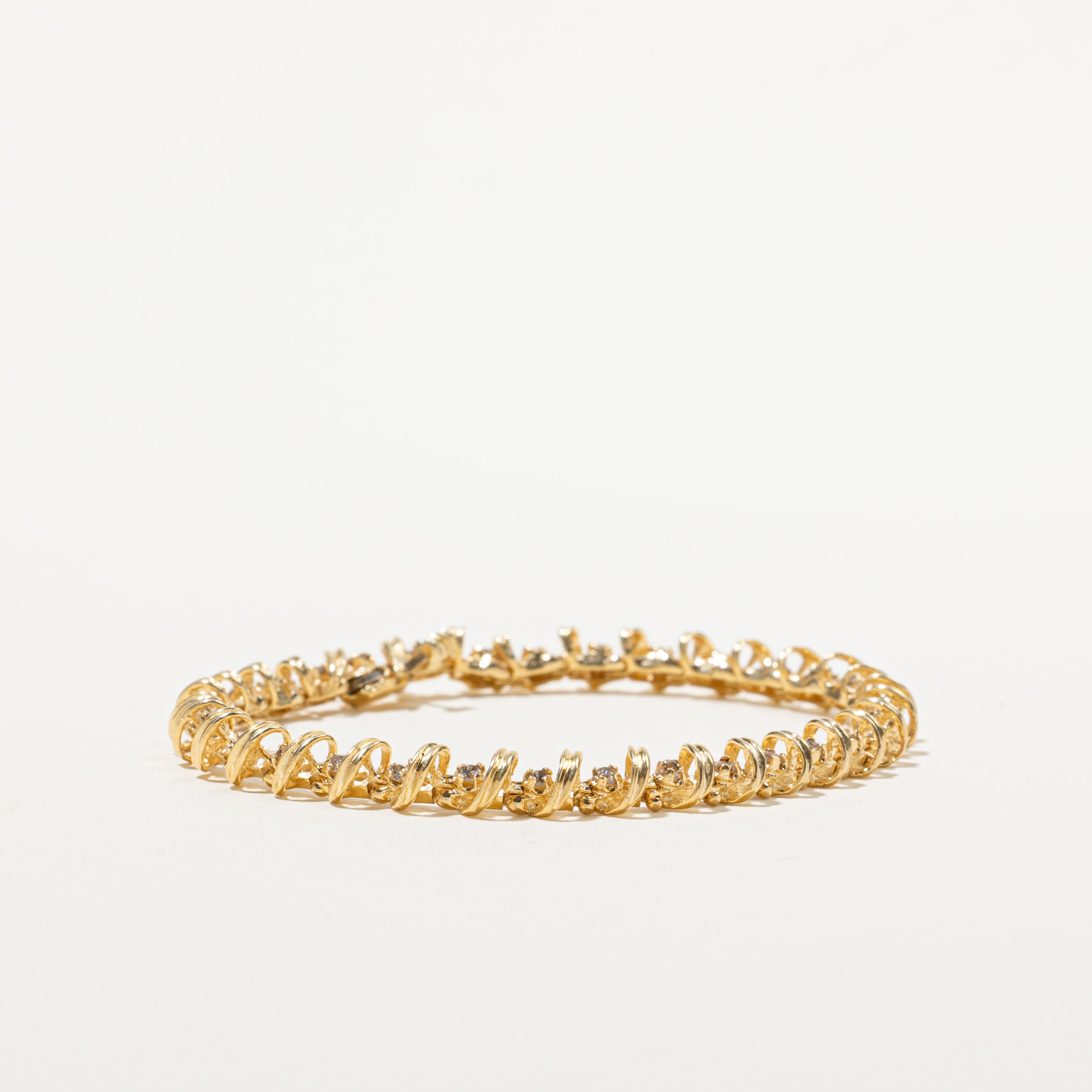 18k Brown Diamond Twisted Tennis Bracelet | 0.89ctw | 7"