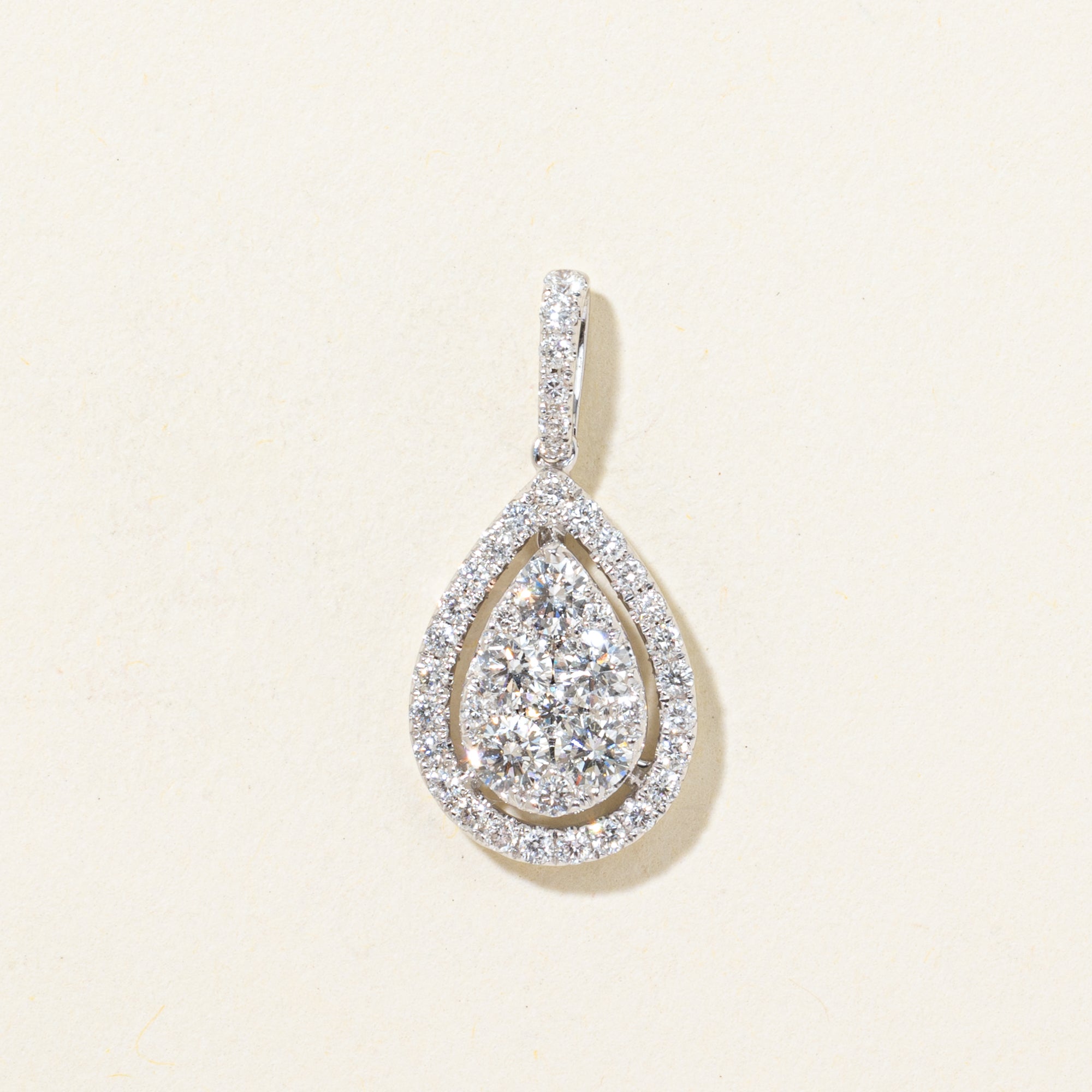 18k Illusion Set Diamond Pear Shaped Pendant | 0.97ctw