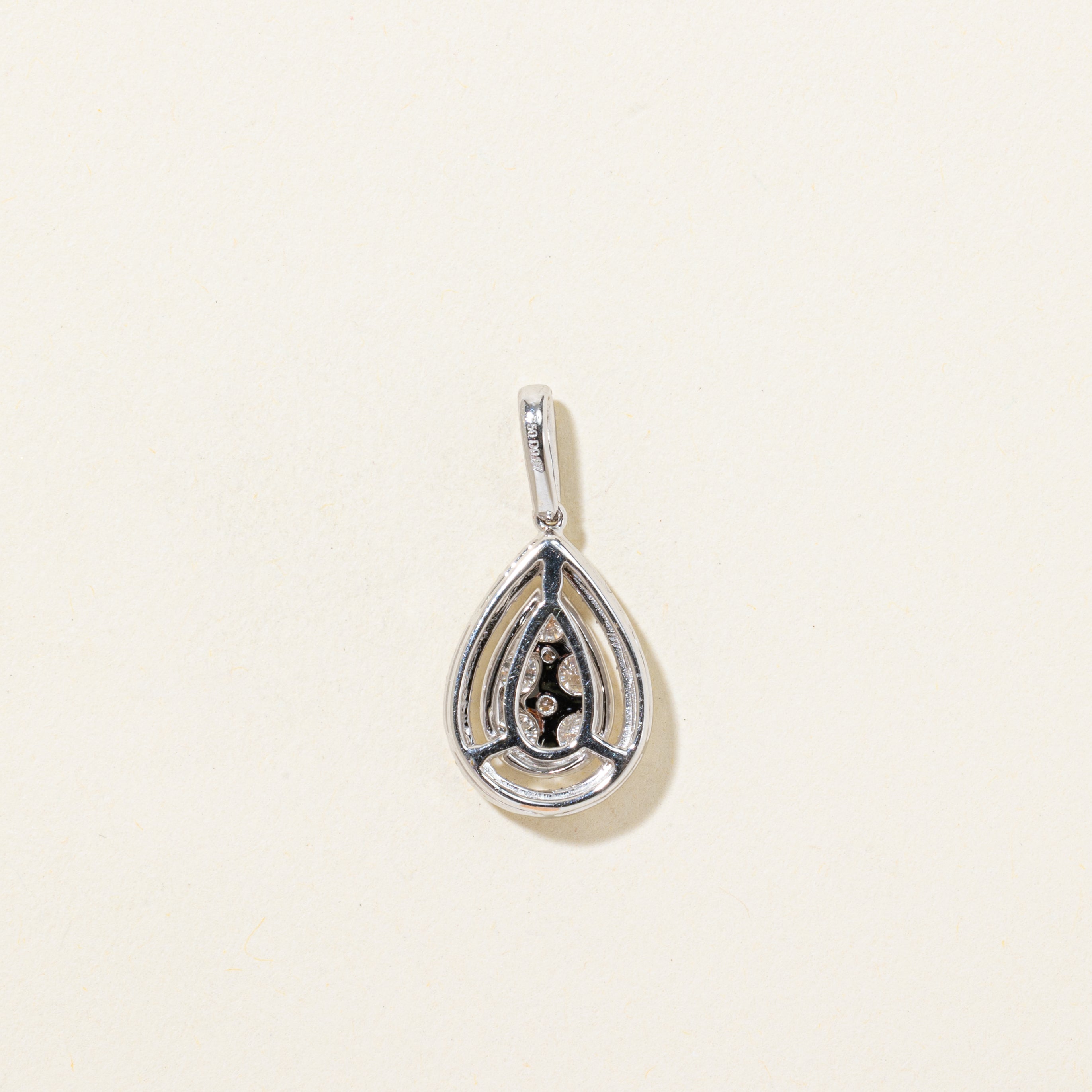 18k Illusion Set Diamond Pear Shaped Pendant | 0.97ctw