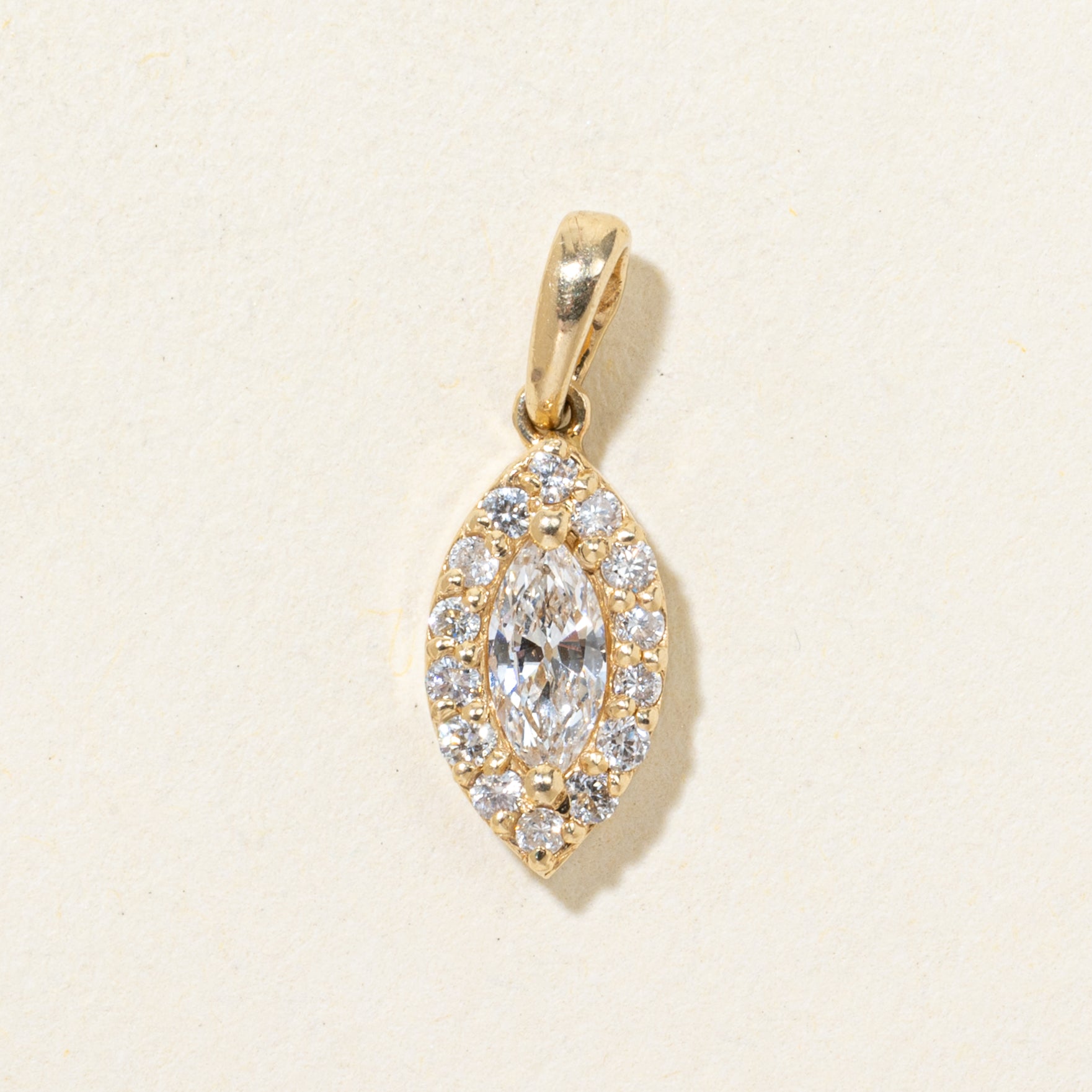 Marquise Cut Diamond Halo Pendant | 0.32ctw
