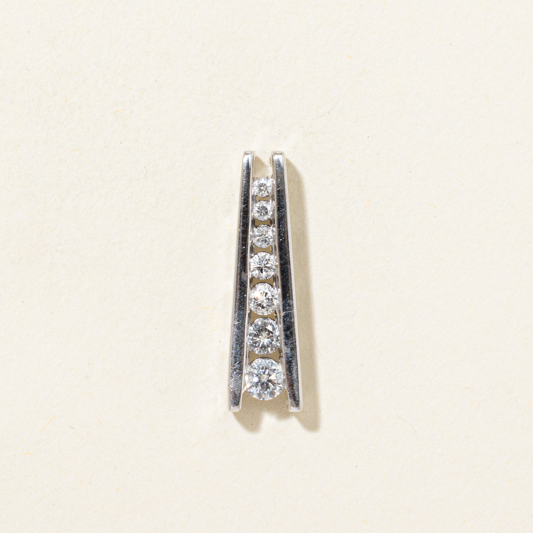 White Gold Diamond Column Pendant | 0.24ctw