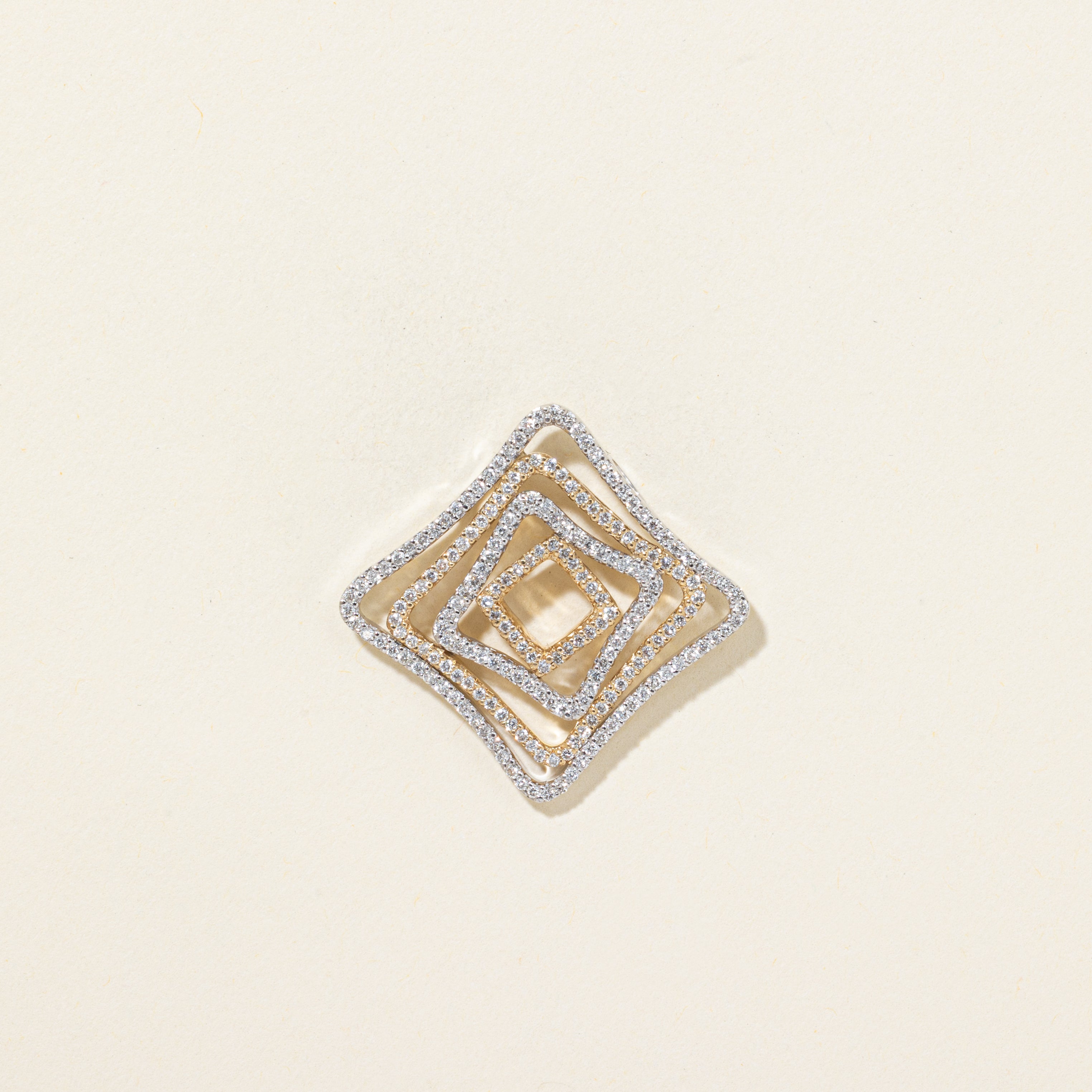 Two Tone Pave Set Diamond Geometric Pendant | 0.60ctw
