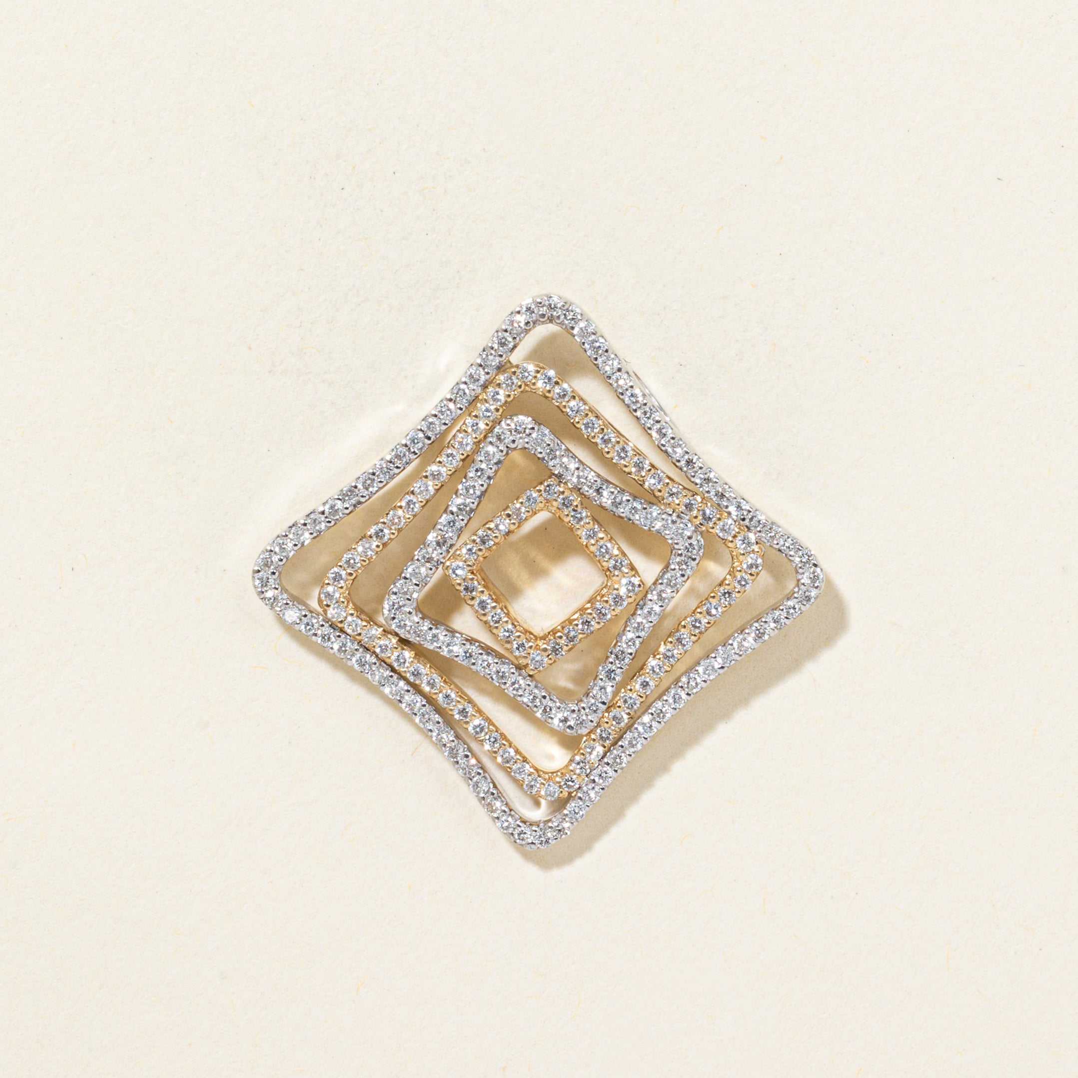 Two Tone Pave Set Diamond Geometric Pendant | 0.60ctw