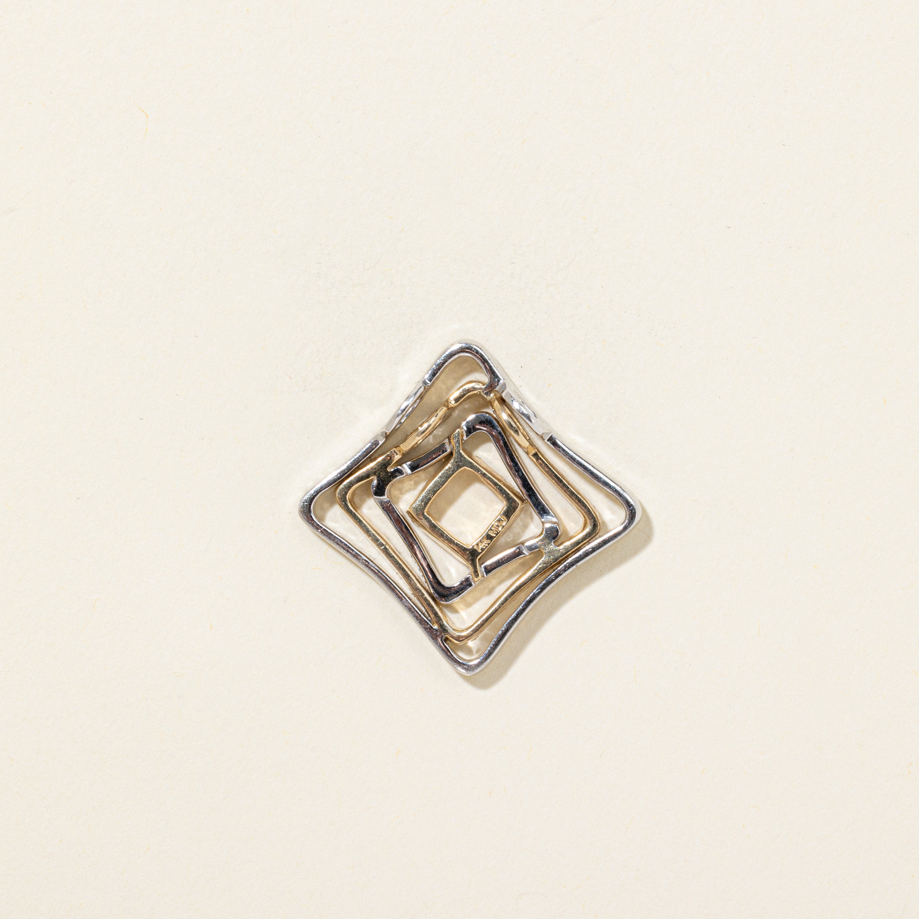 Two Tone Pave Set Diamond Geometric Pendant | 0.60ctw