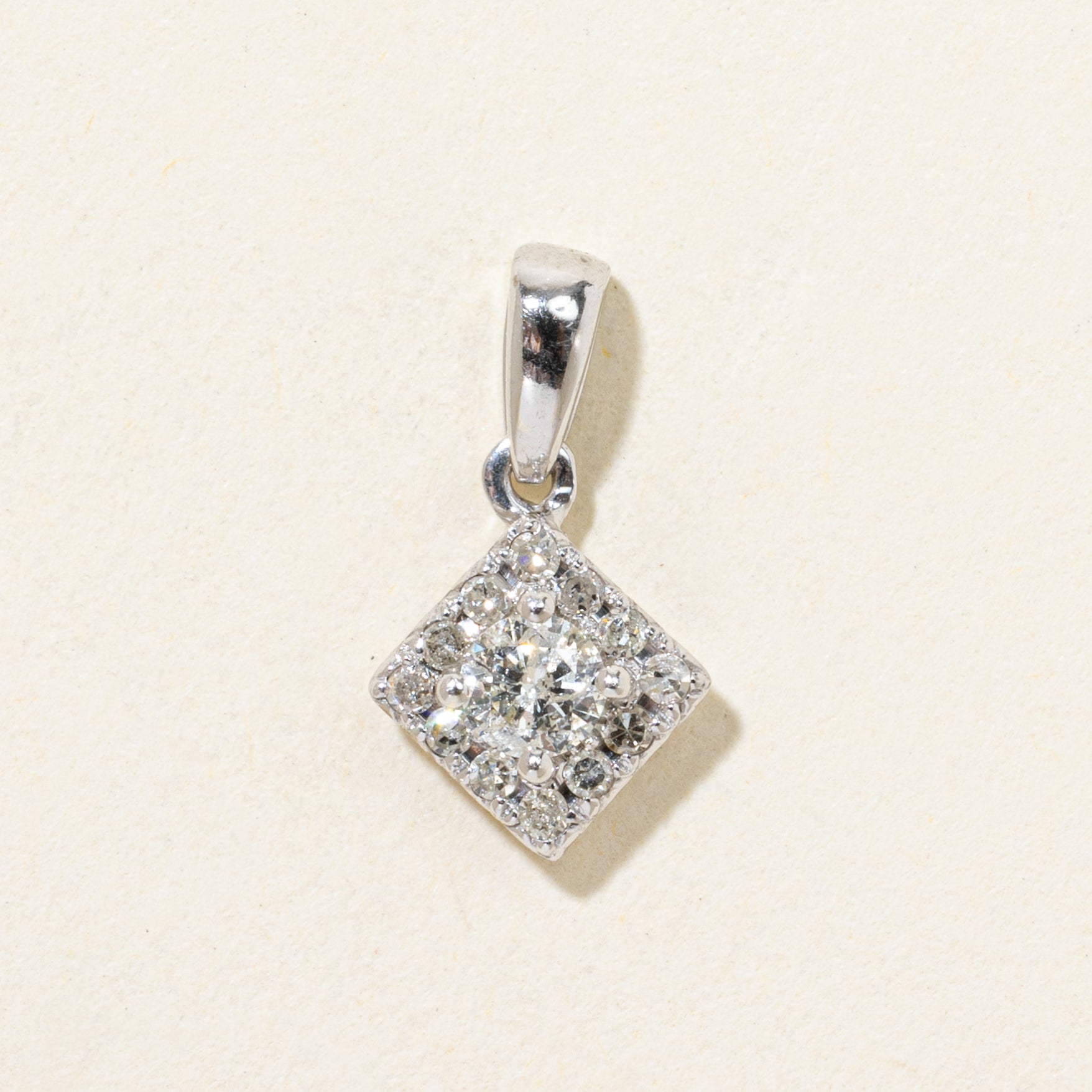 Solitaire Diamond Square Halo Pendant | 0.25ctw