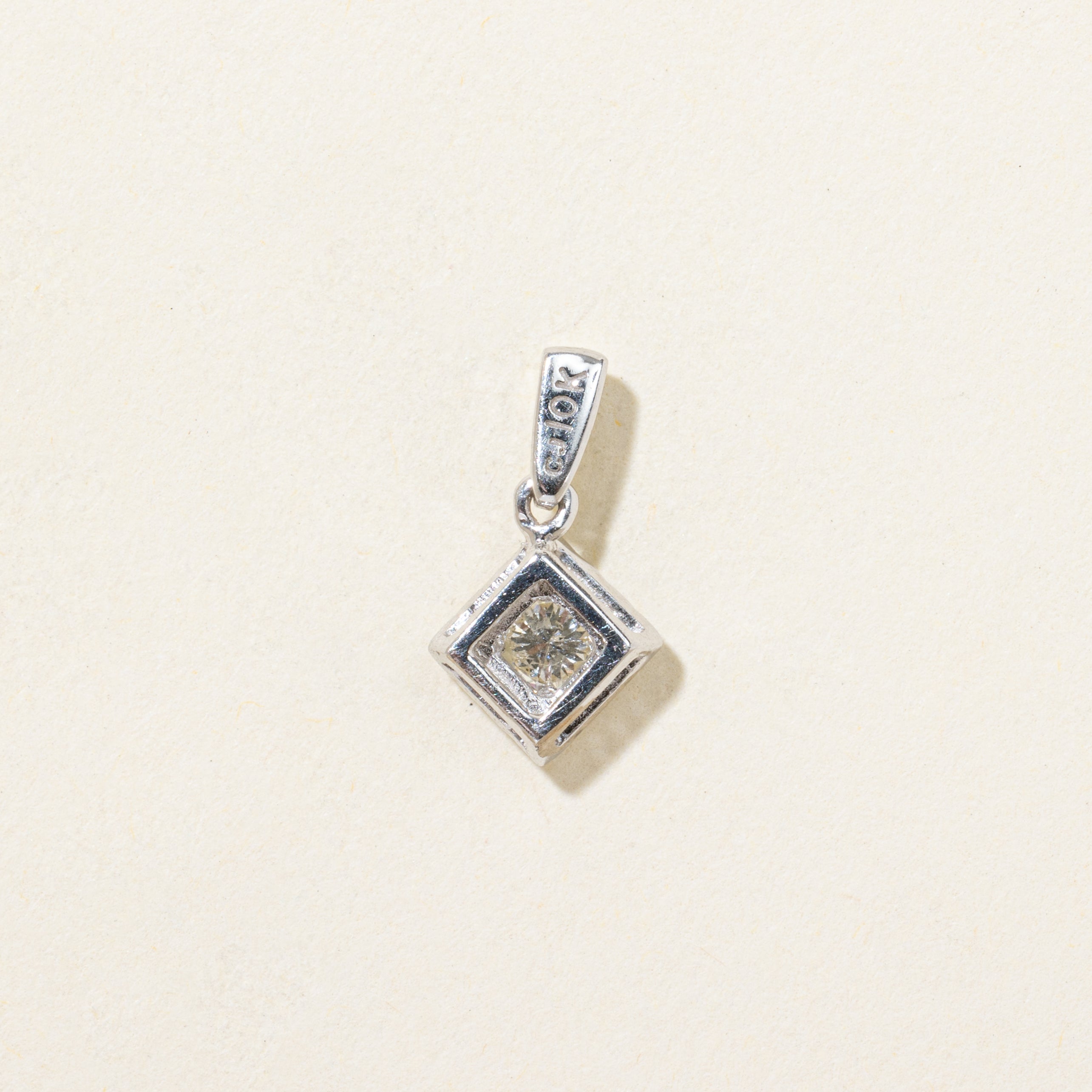 Solitaire Diamond Square Halo Pendant | 0.25ctw