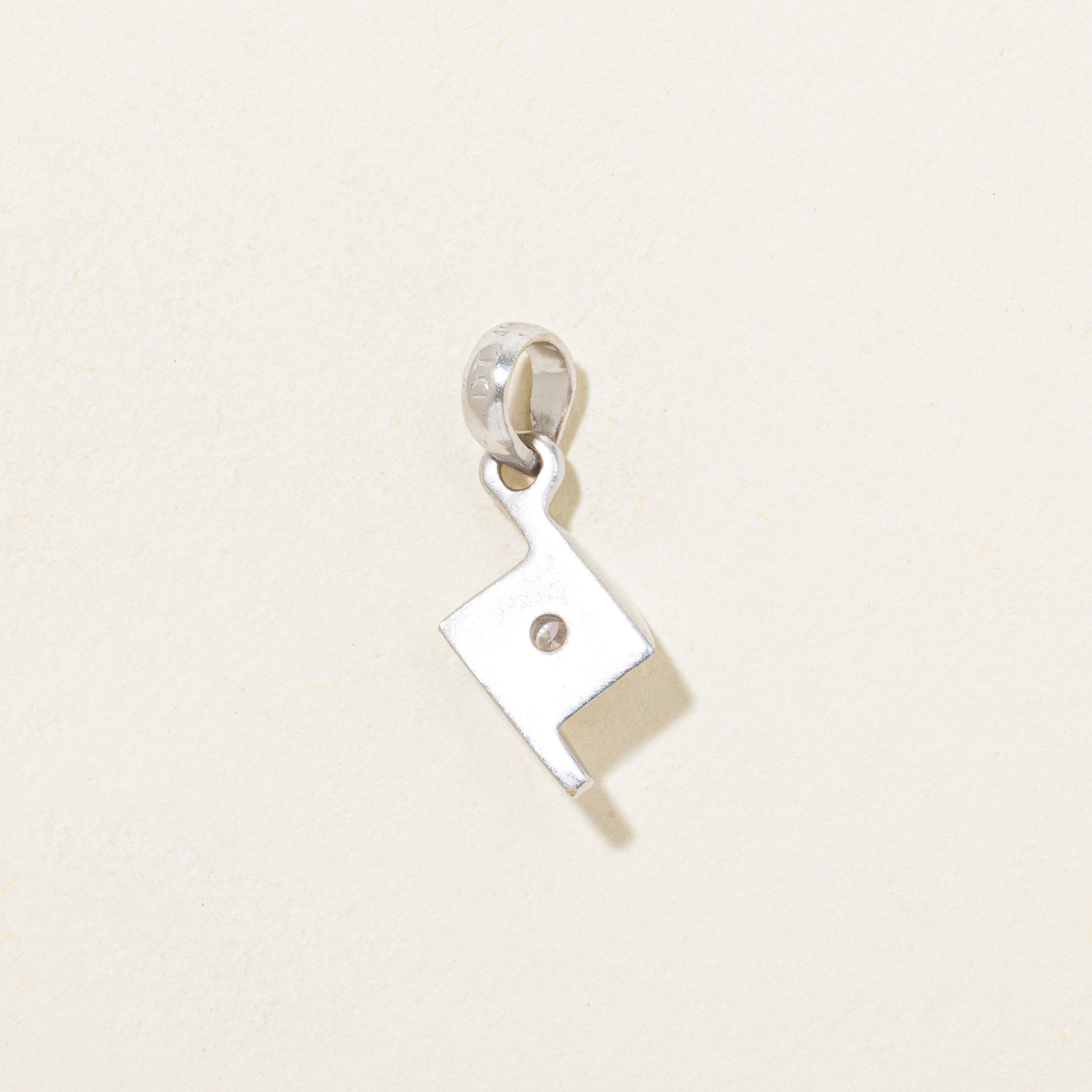 White Gold Tension Set Diamond Zig Zag Pendant | 0.22ct